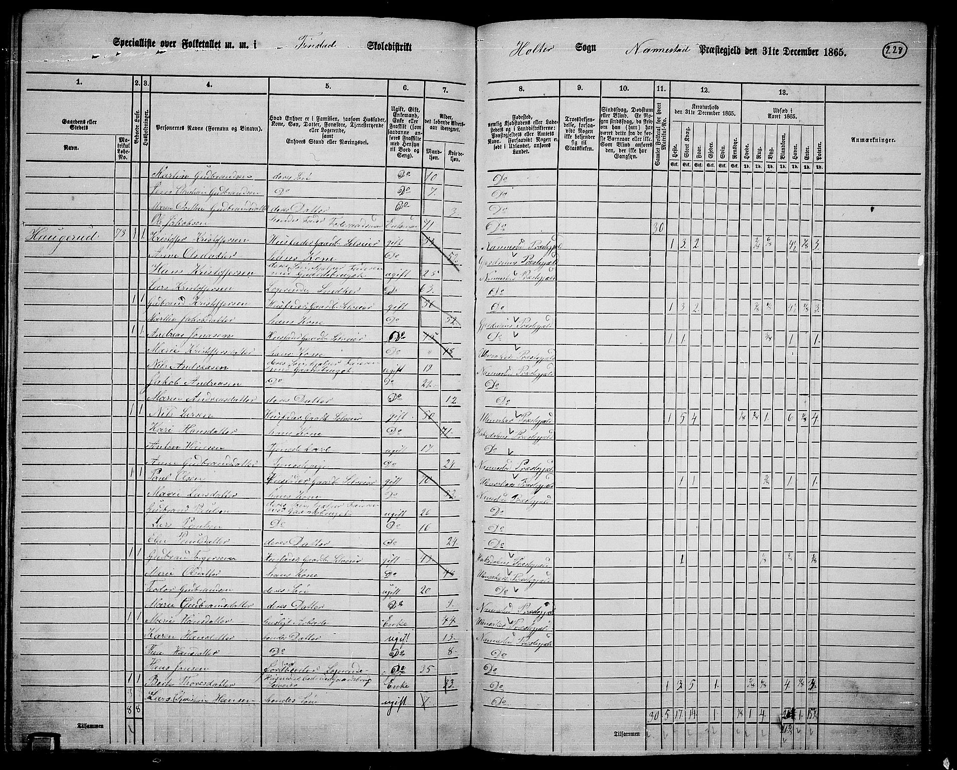 RA, 1865 census for Nannestad, 1865, p. 105