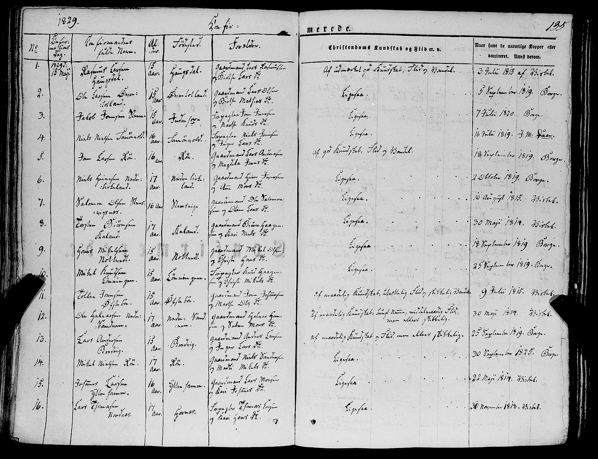 Fana Sokneprestembete, SAB/A-75101/H/Haa/Haaa/L0008: Parish register (official) no. A 8, 1829-1851, p. 135