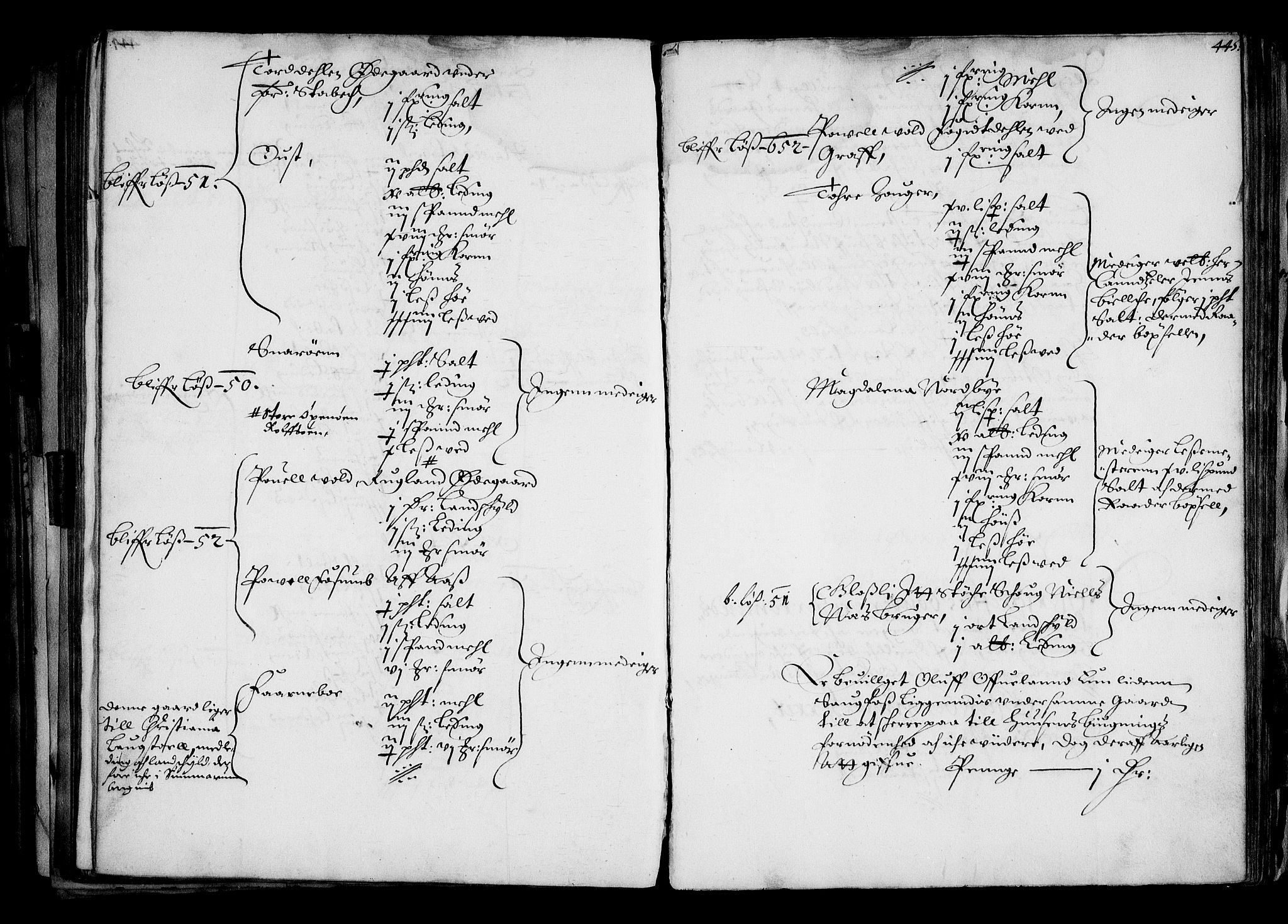 Rentekammeret inntil 1814, Realistisk ordnet avdeling, AV/RA-EA-4070/N/Na/L0001: [XI f]: Akershus stifts jordebok, 1652, p. 444b-445a