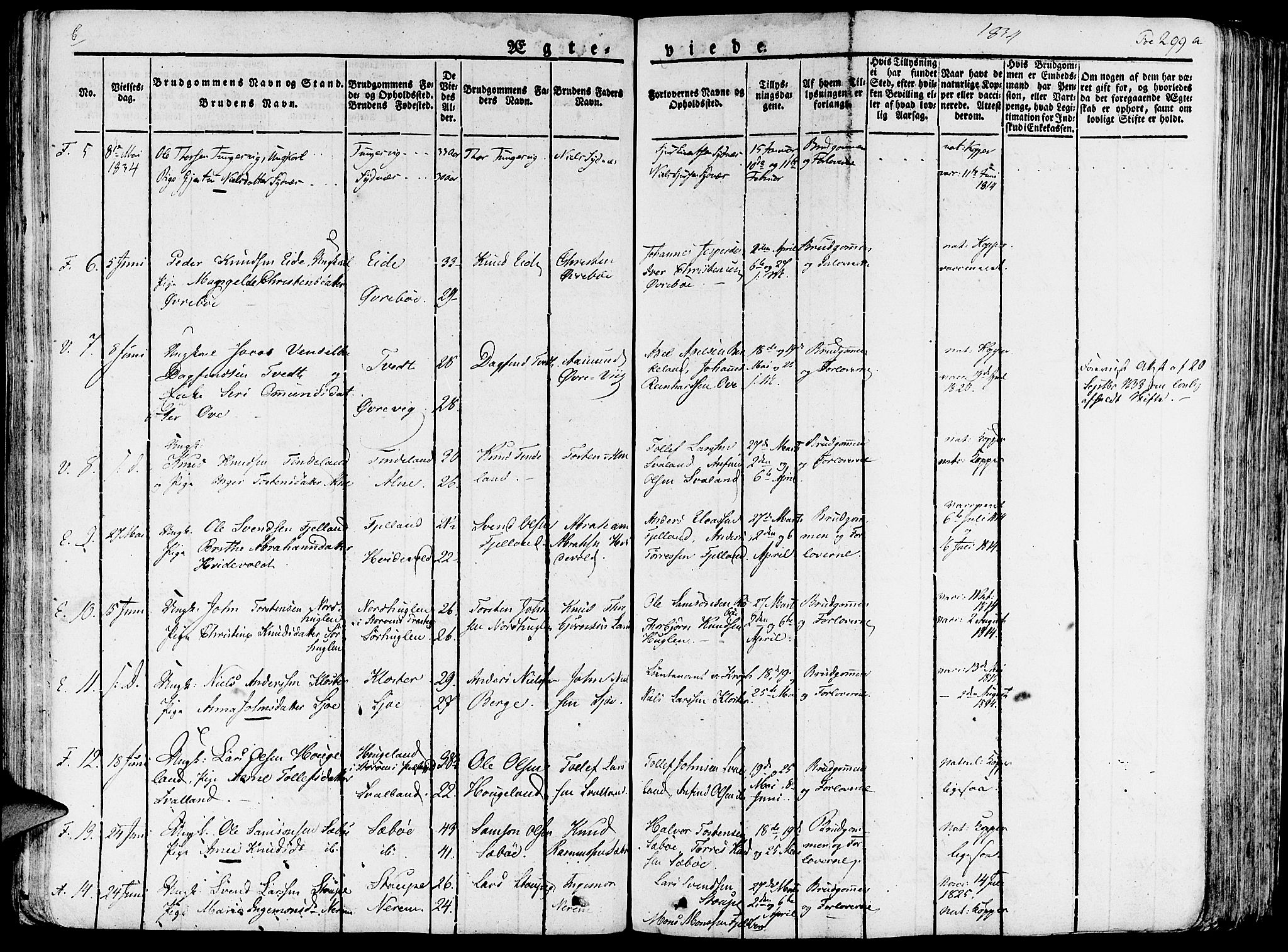 Fjelberg sokneprestembete, SAB/A-75201/H/Haa: Parish register (official) no. A 5, 1822-1834, p. 299