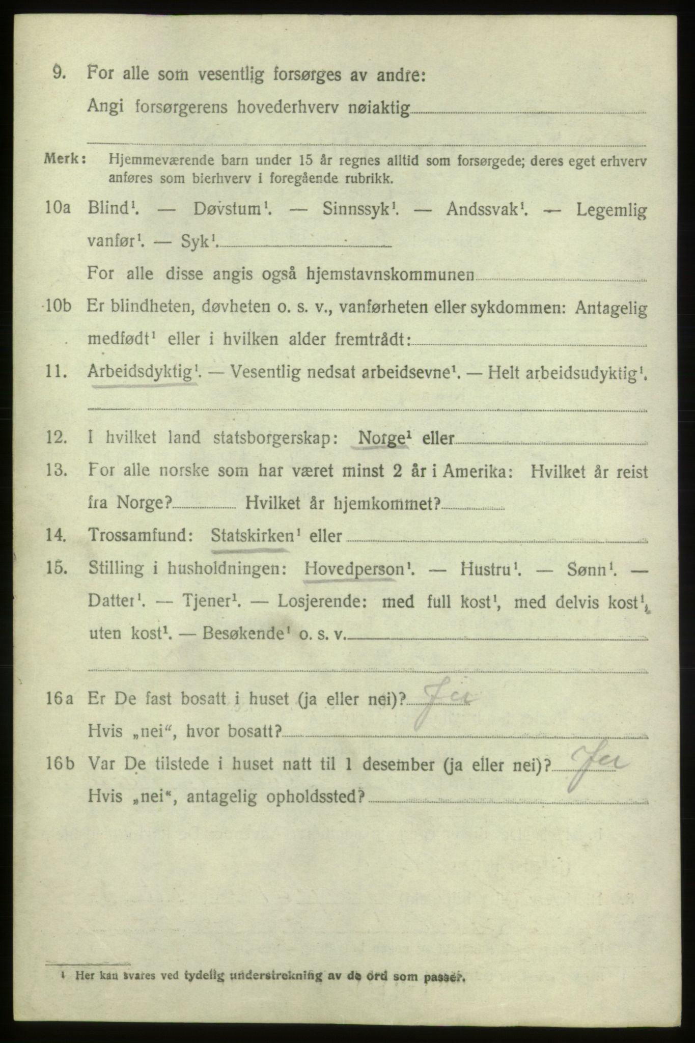 SAB, 1920 census for Sveio, 1920, p. 1307