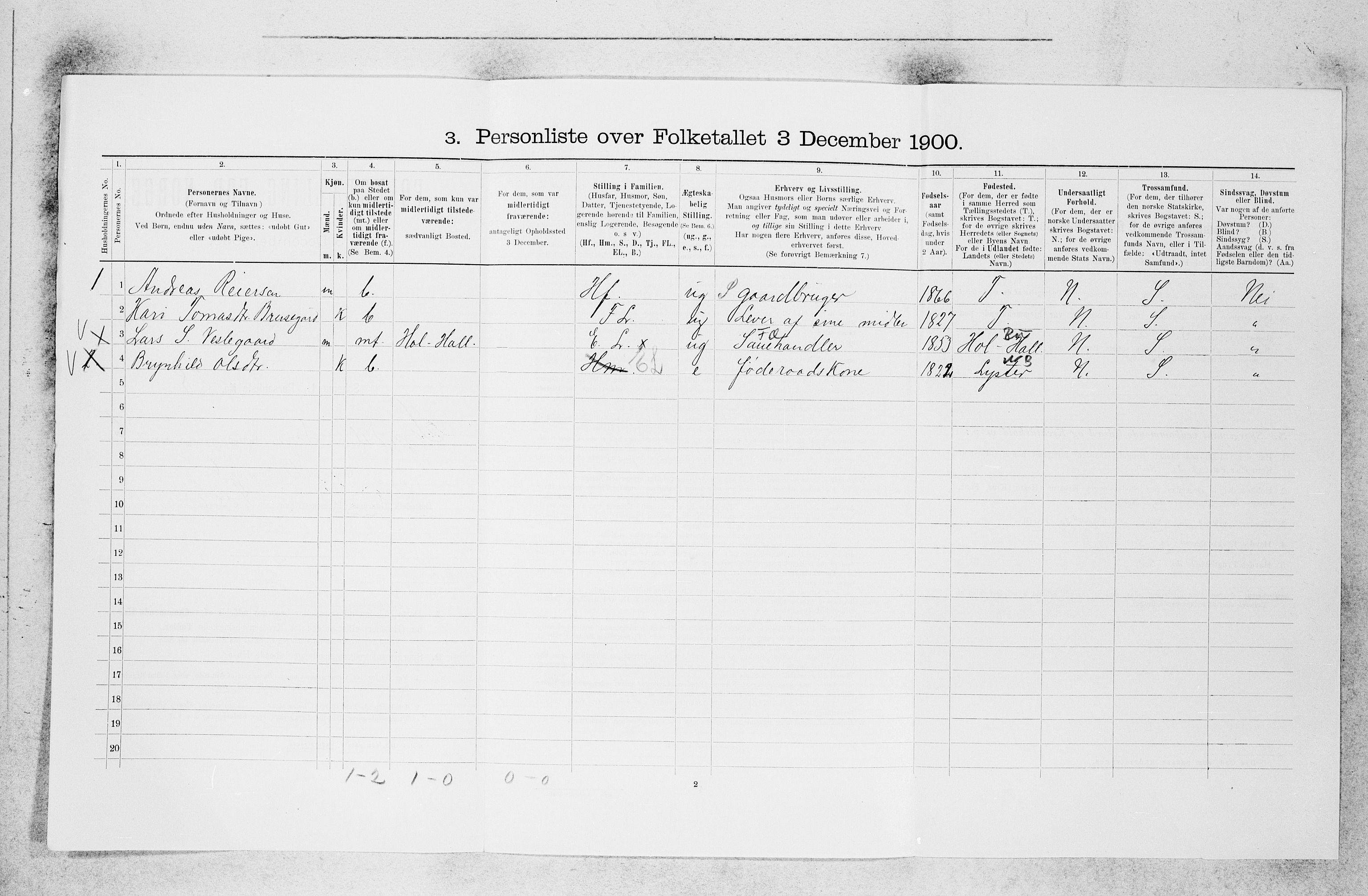 SAB, 1900 census for Sogndal, 1900, p. 418