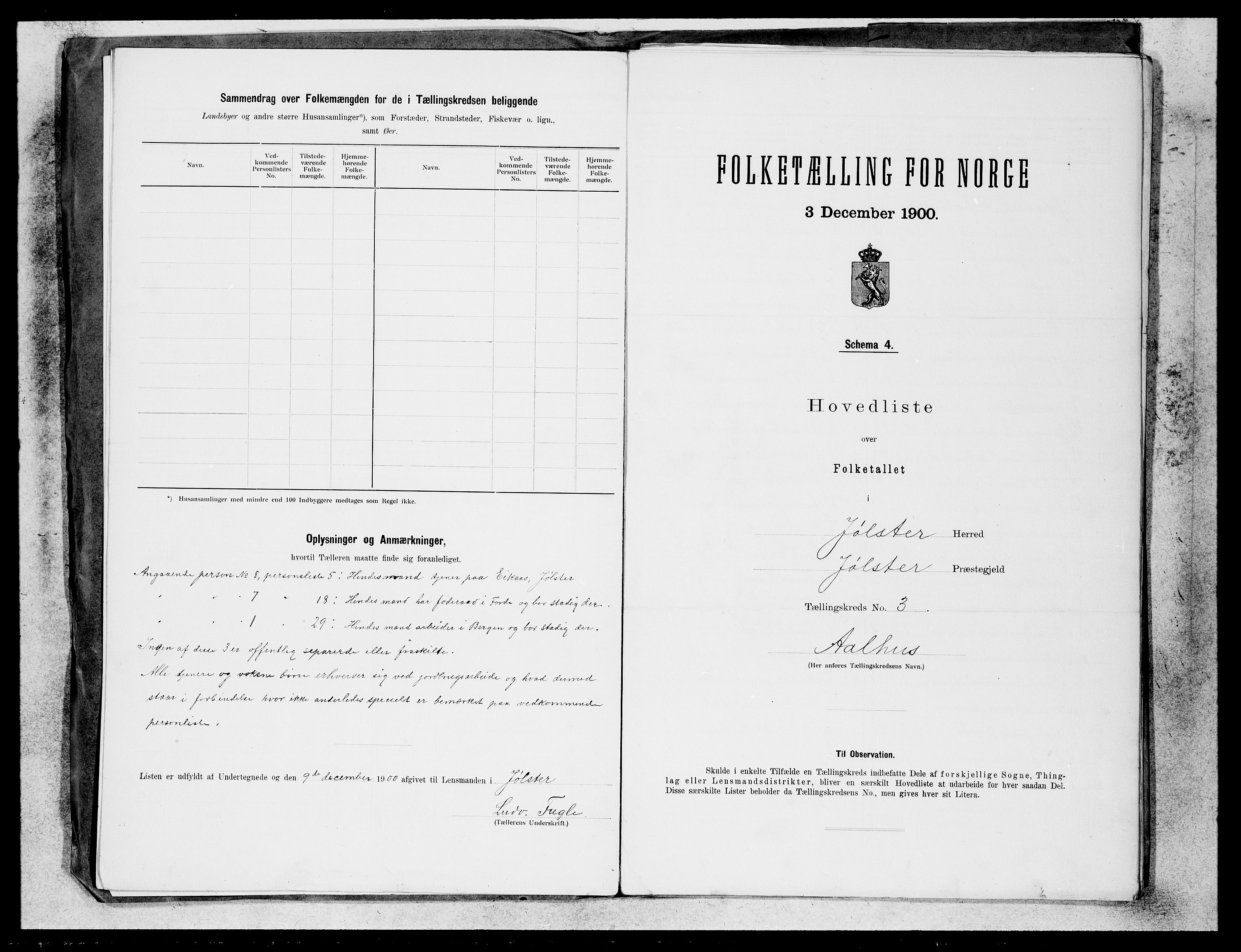 SAB, 1900 census for Jølster, 1900, p. 5