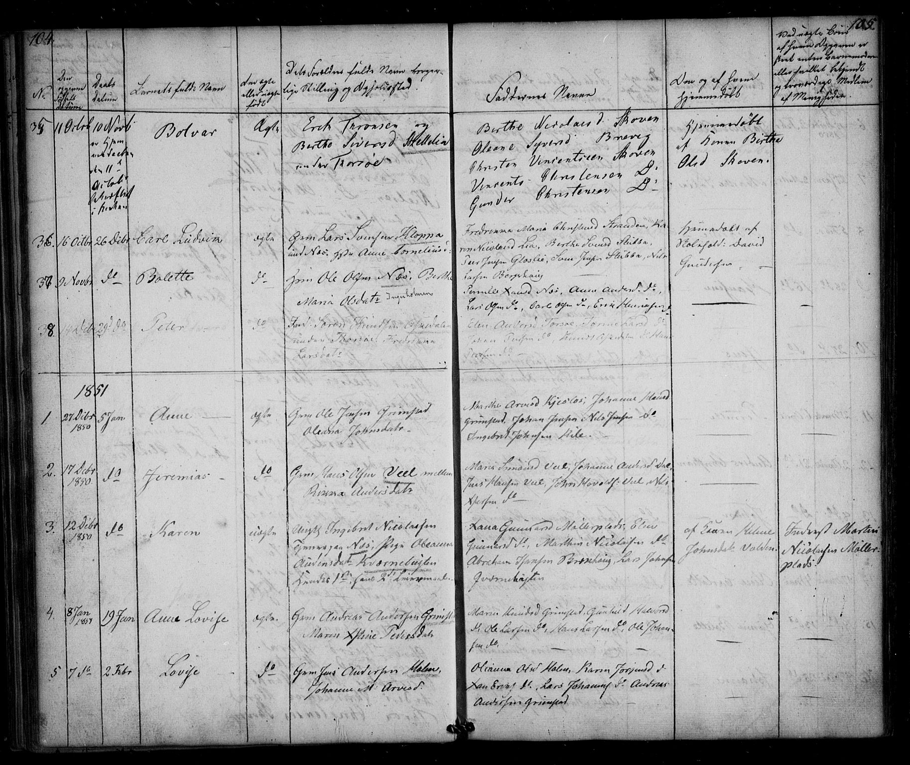 Borge prestekontor Kirkebøker, AV/SAO-A-10903/F/Fb/L0001: Parish register (official) no. II 1, 1836-1852, p. 104-105