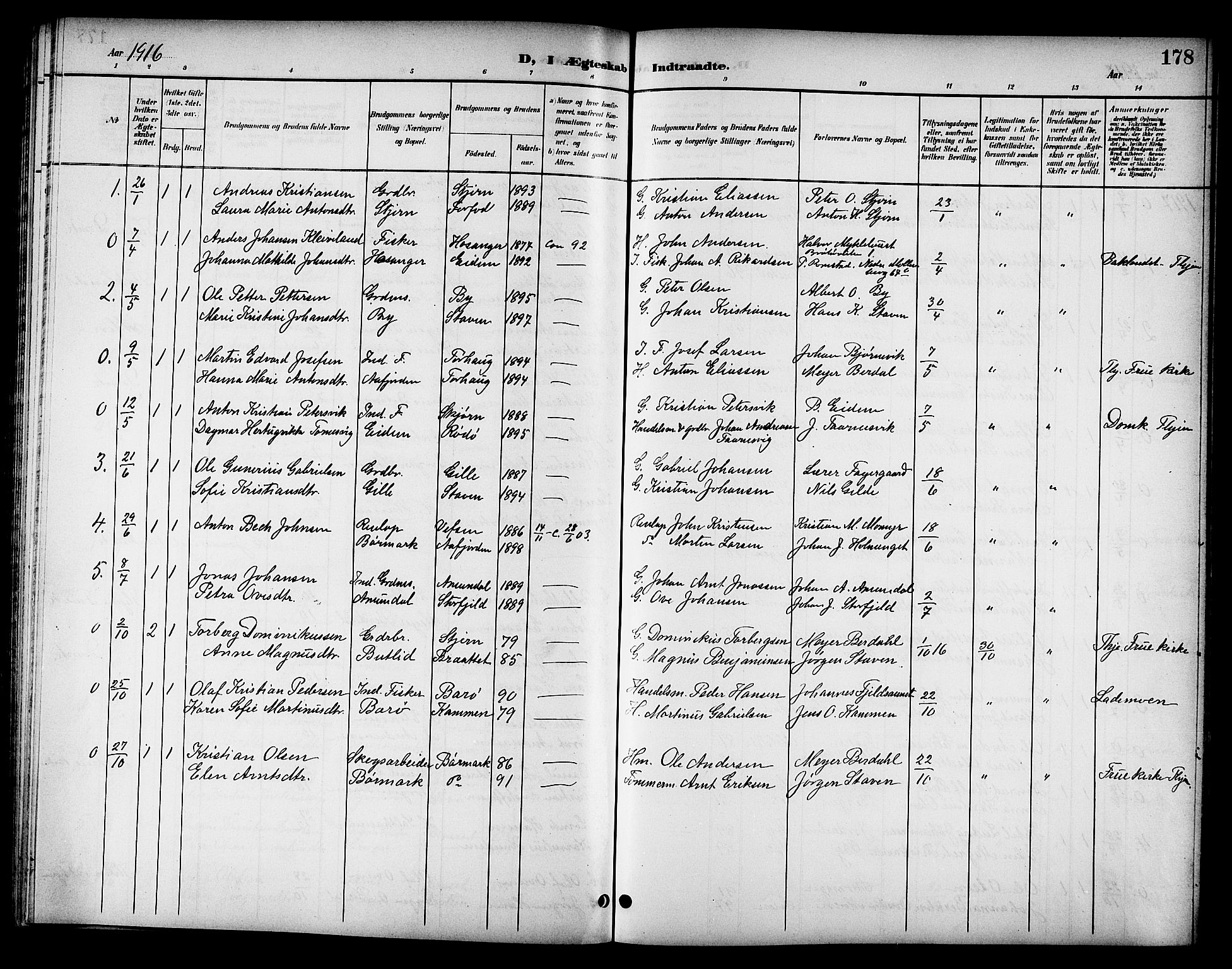 Ministerialprotokoller, klokkerbøker og fødselsregistre - Sør-Trøndelag, SAT/A-1456/655/L0688: Parish register (copy) no. 655C04, 1899-1922, p. 178