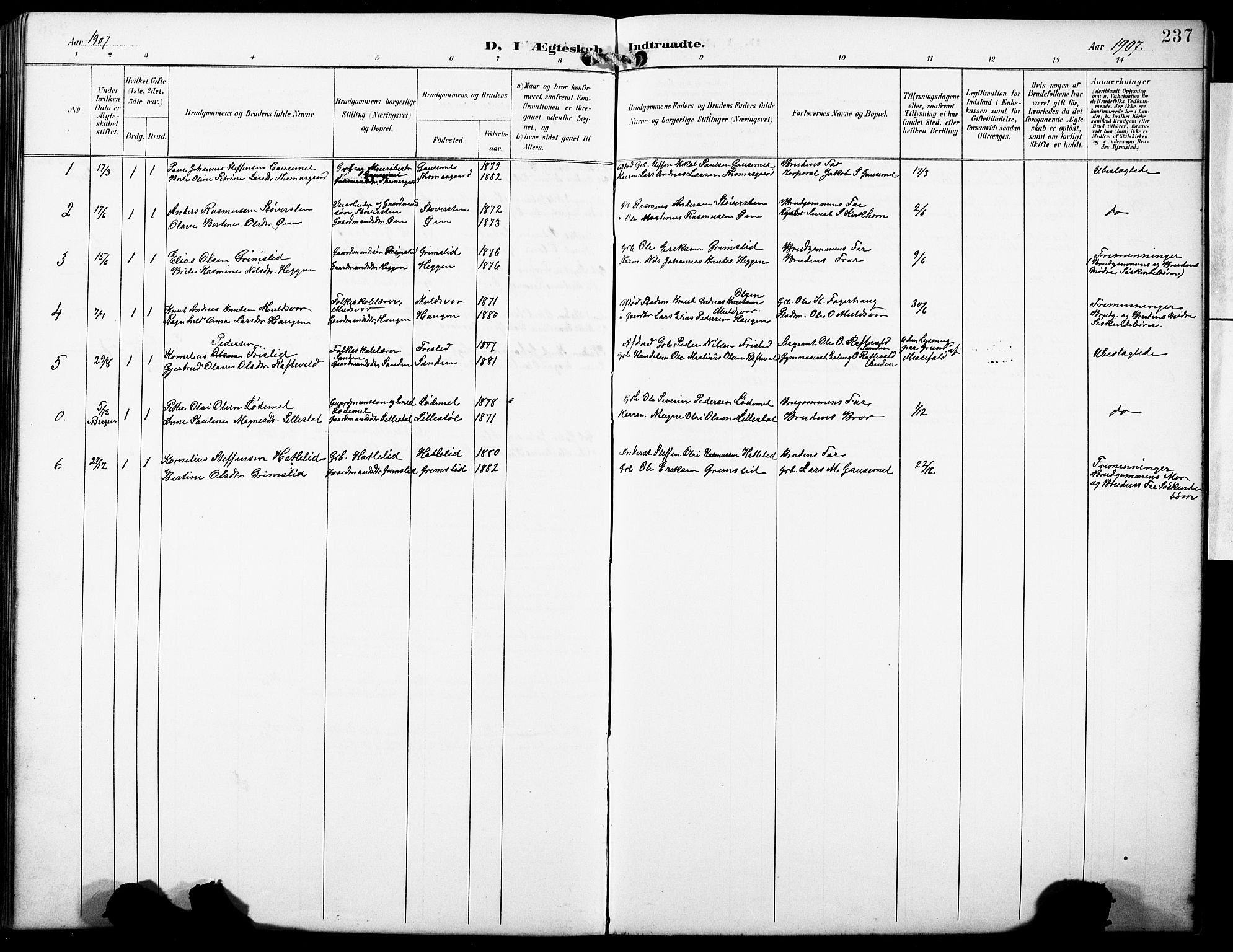Hornindal sokneprestembete, SAB/A-82401/H/Hab: Parish register (copy) no. A 2, 1894-1927, p. 237