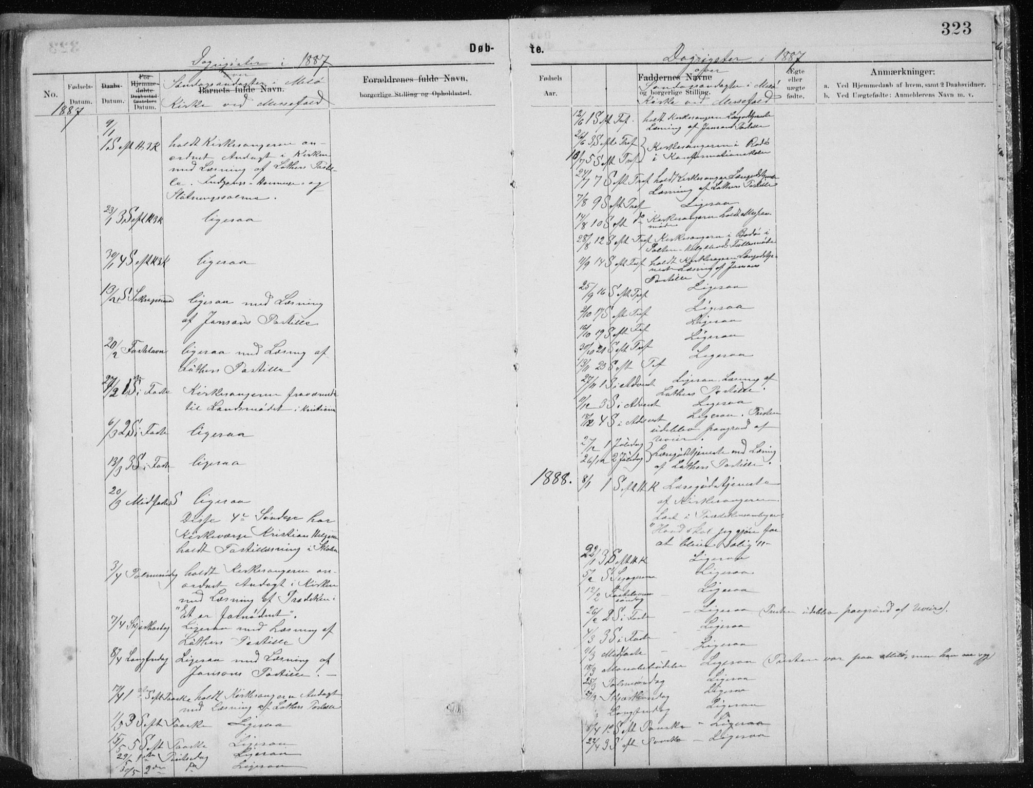 Ministerialprotokoller, klokkerbøker og fødselsregistre - Nordland, SAT/A-1459/843/L0636: Parish register (copy) no. 843C05, 1884-1909, p. 323