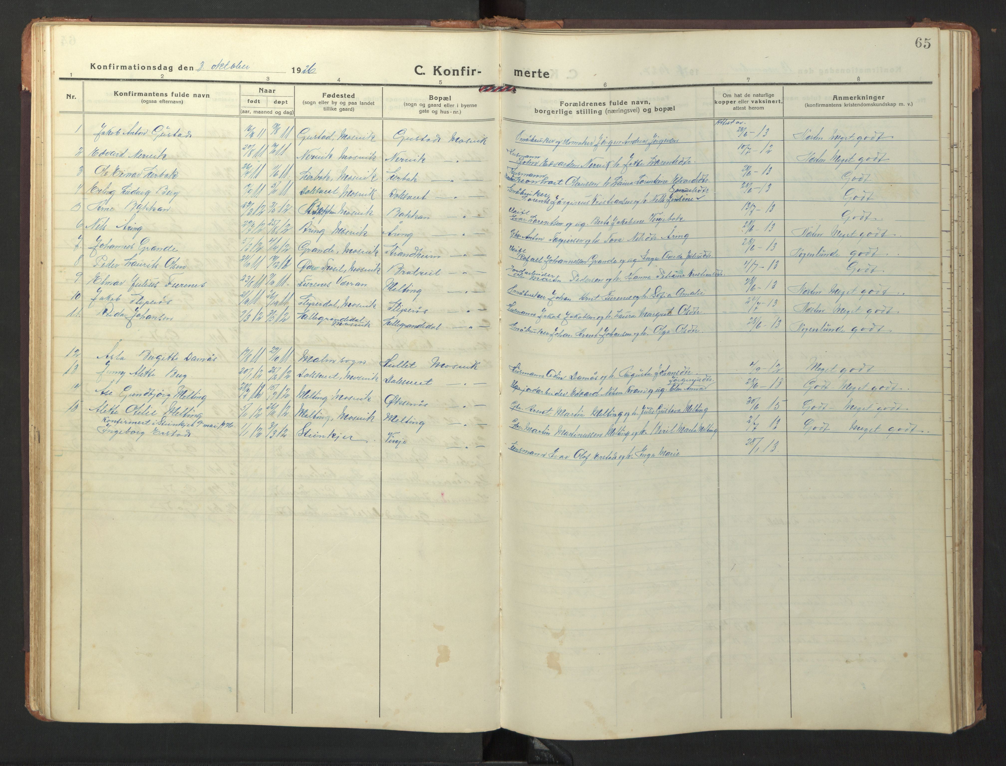 Ministerialprotokoller, klokkerbøker og fødselsregistre - Nord-Trøndelag, SAT/A-1458/733/L0328: Parish register (copy) no. 733C03, 1919-1966, p. 65