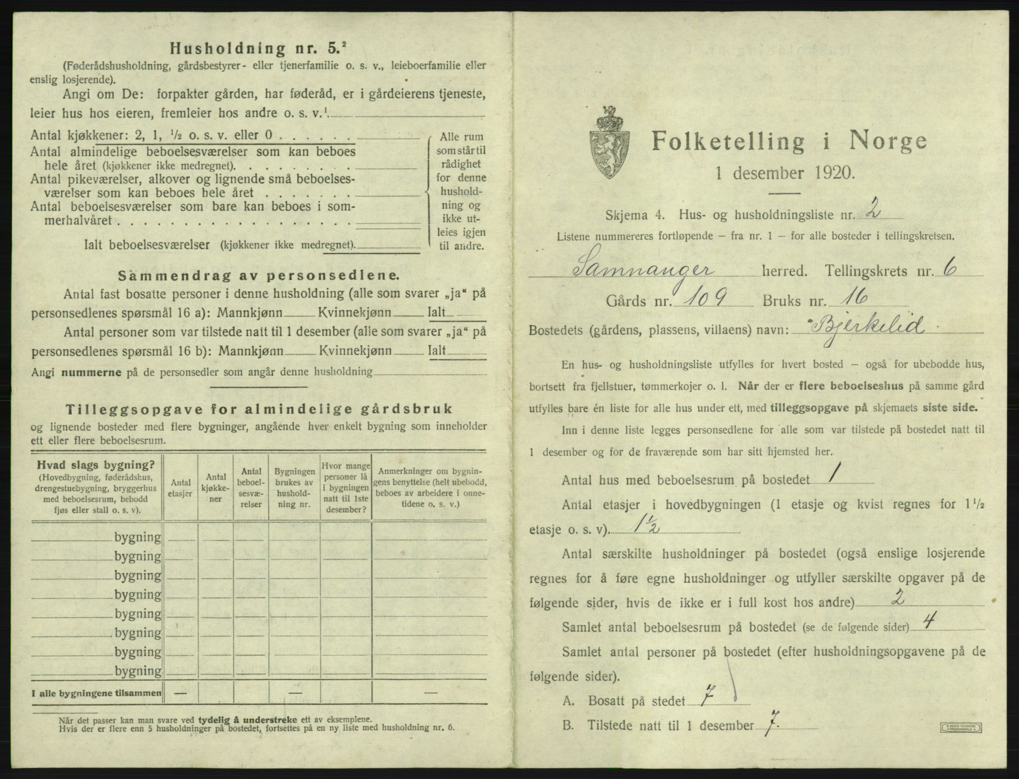 SAB, 1920 census for Samnanger, 1920, p. 317