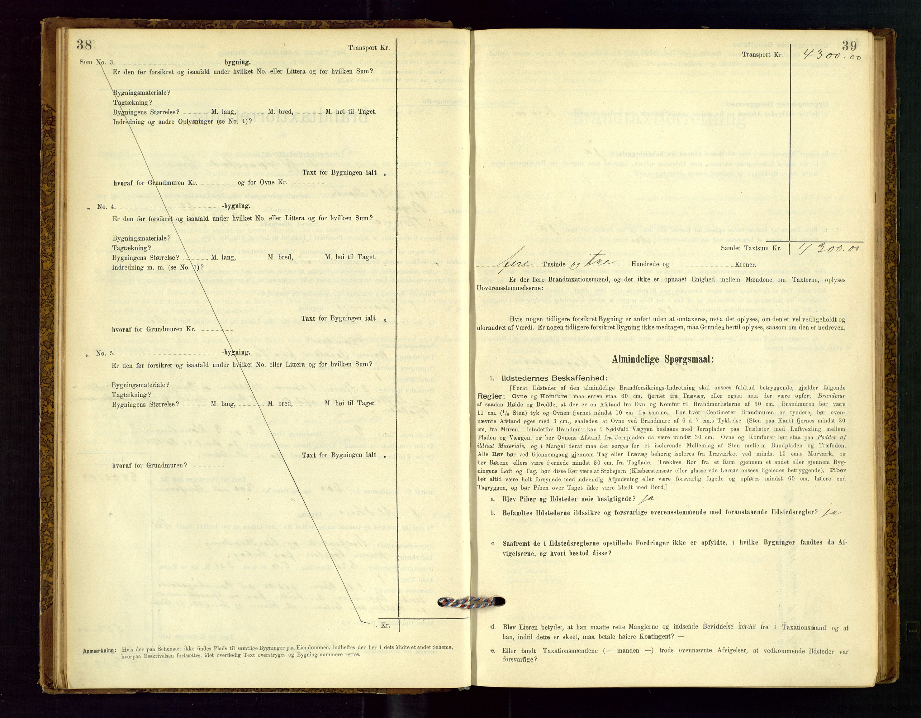 Time lensmannskontor, AV/SAST-A-100420/Gob/L0001: Branntakstprotokoll, 1896-1914, p. 38-39