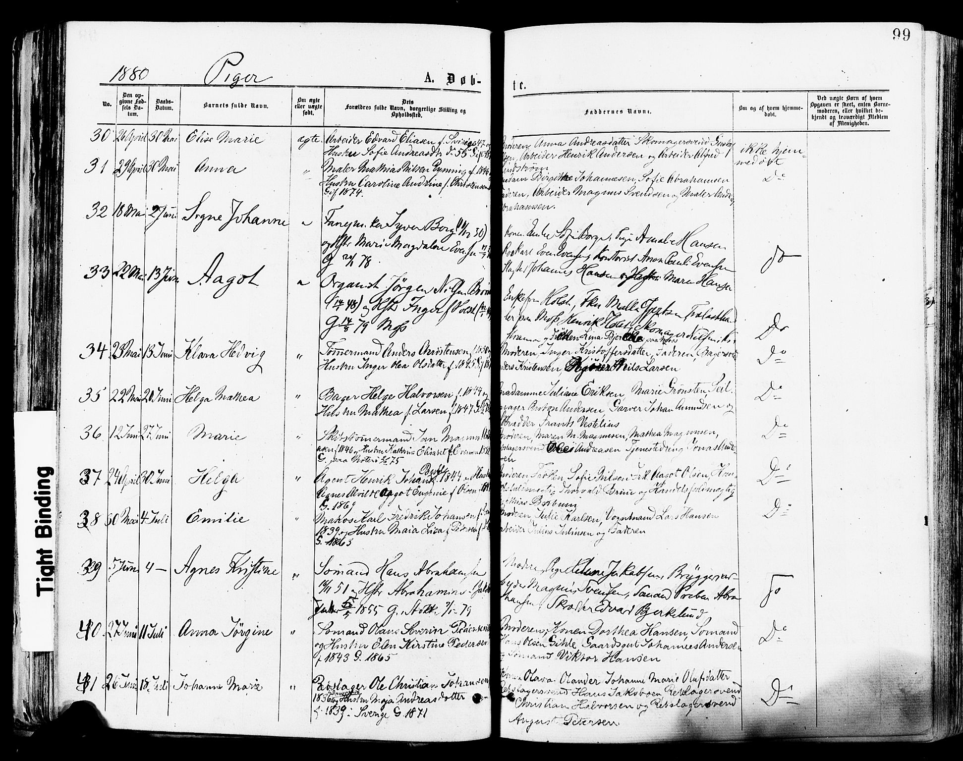 Tønsberg kirkebøker, AV/SAKO-A-330/F/Fa/L0010: Parish register (official) no. I 10, 1874-1880, p. 99