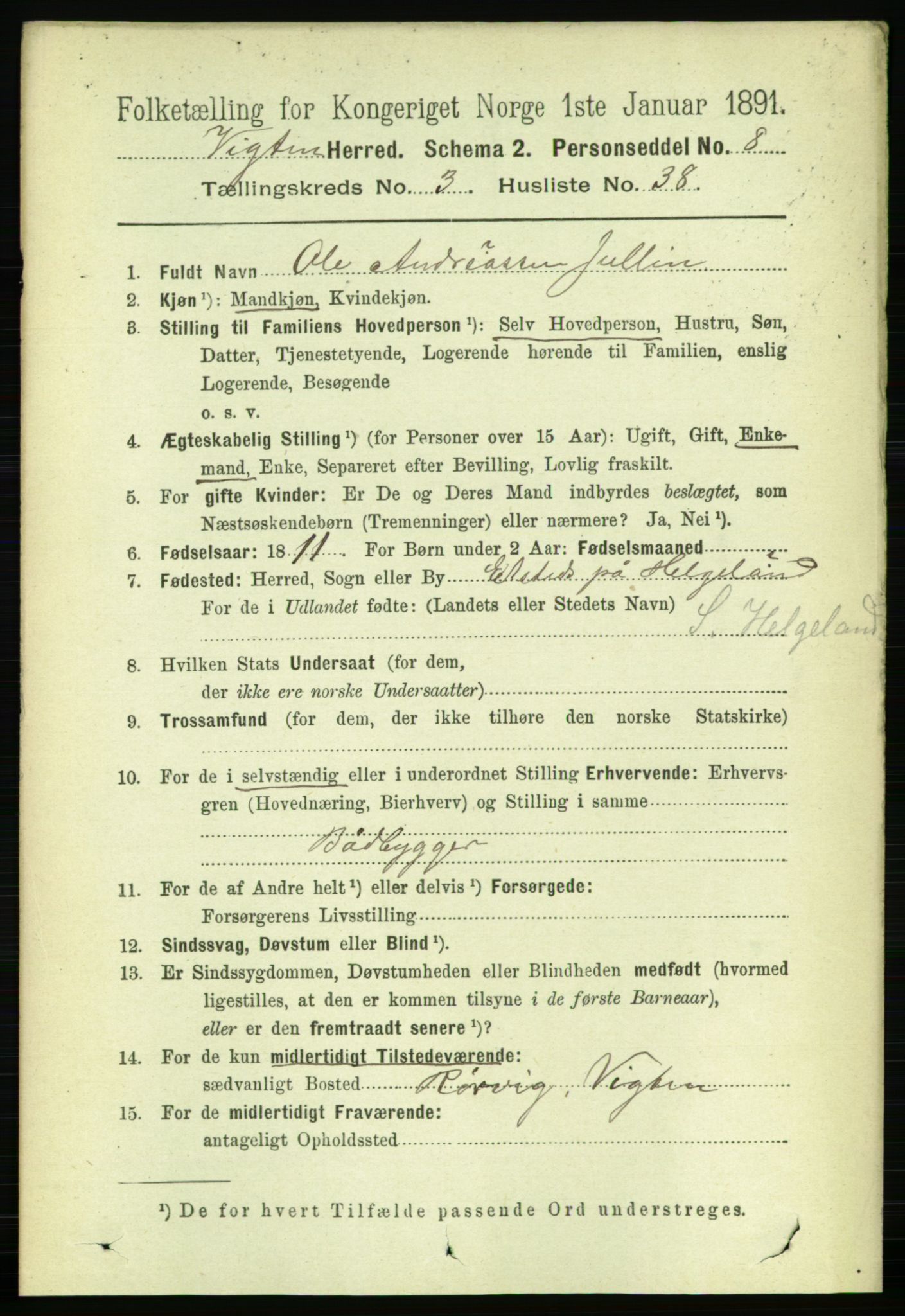 RA, 1891 census for 1750 Vikna, 1891, p. 1992