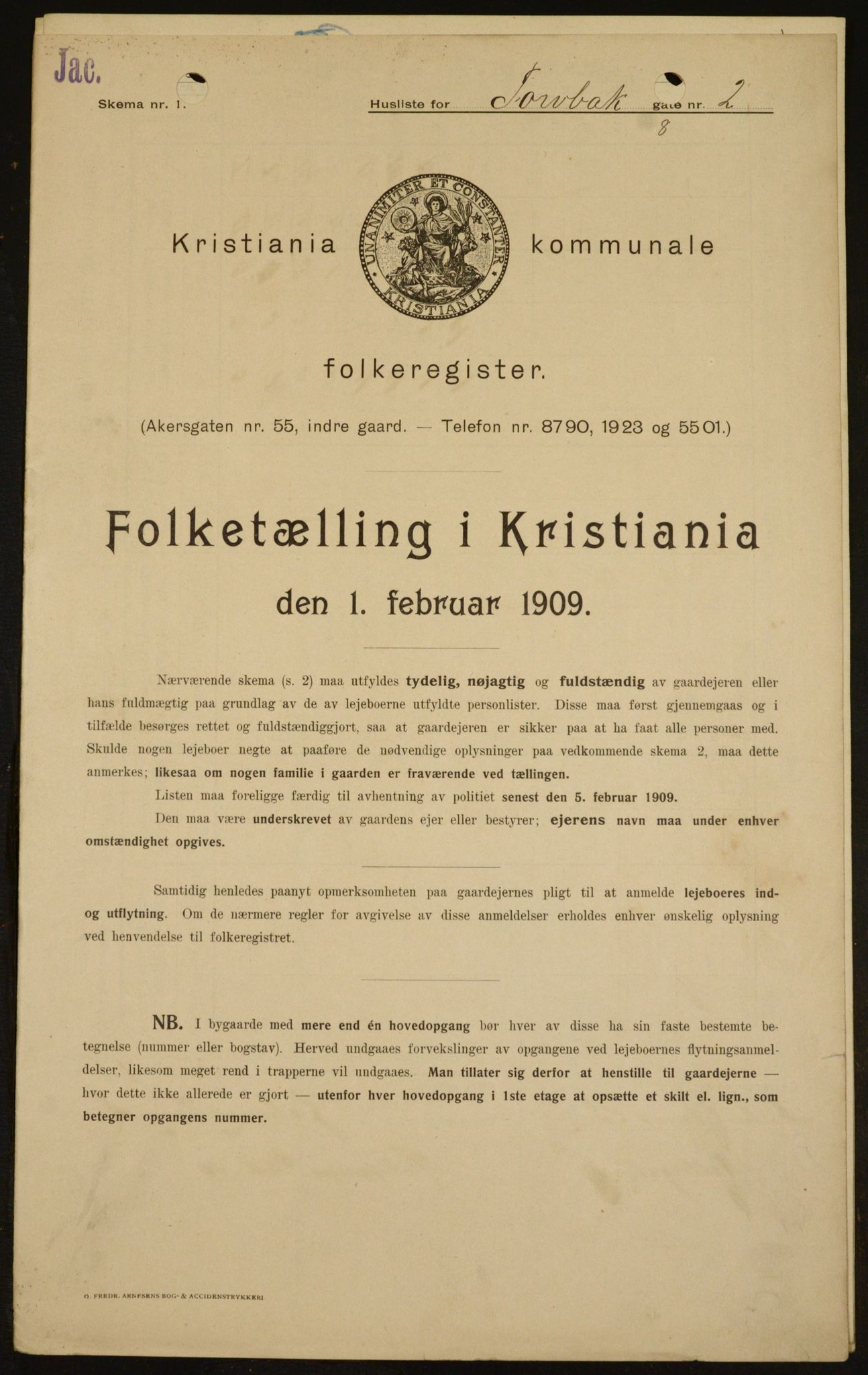OBA, Municipal Census 1909 for Kristiania, 1909, p. 104365