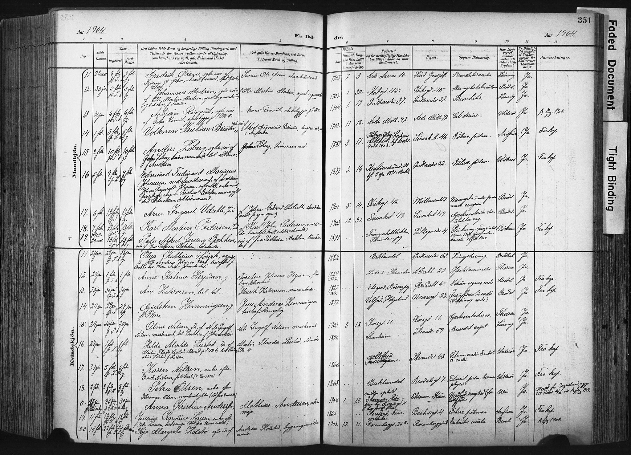 Ministerialprotokoller, klokkerbøker og fødselsregistre - Sør-Trøndelag, SAT/A-1456/604/L0201: Parish register (official) no. 604A21, 1901-1911, p. 351