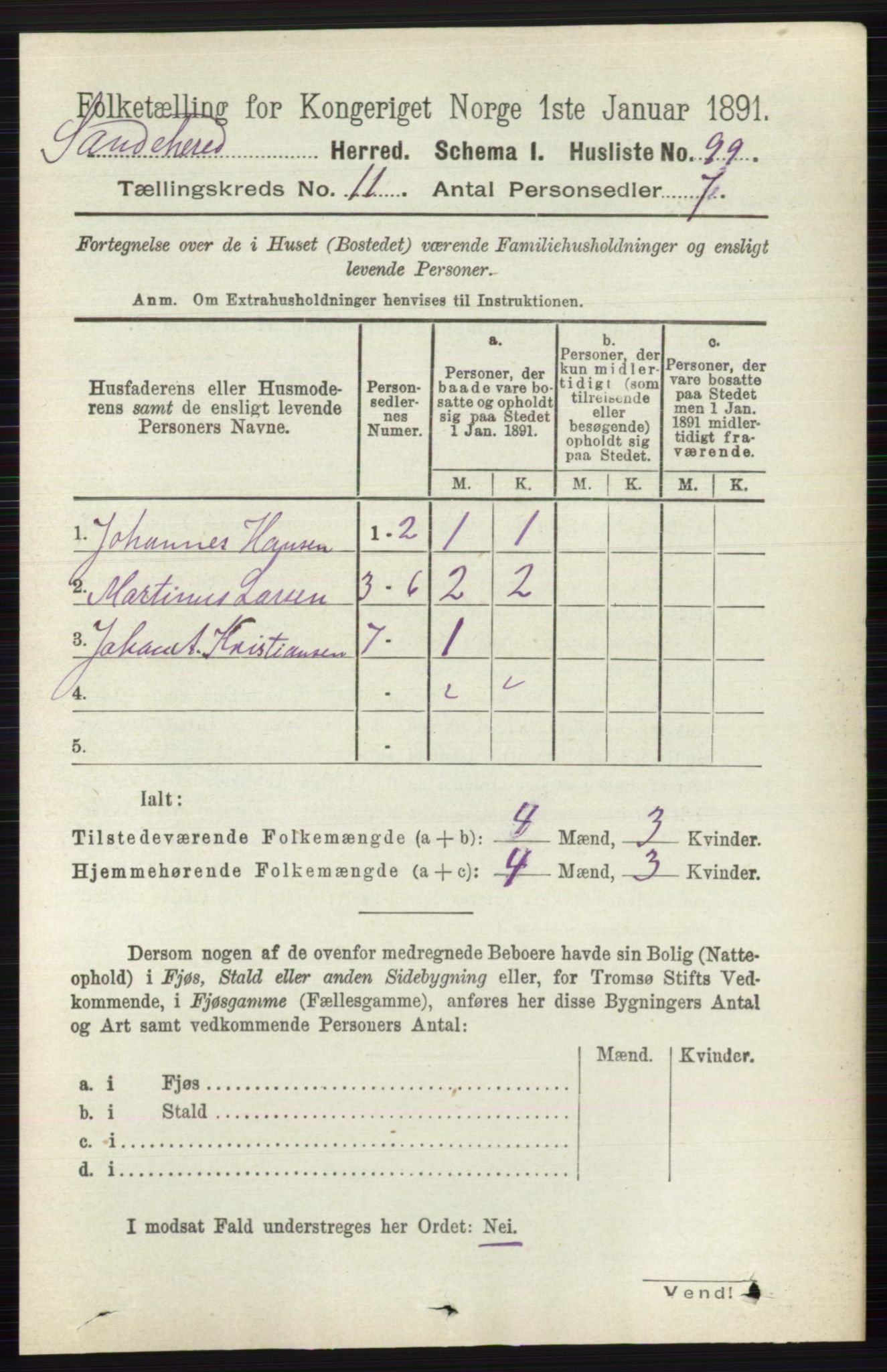 RA, 1891 census for 0724 Sandeherred, 1891, p. 6710