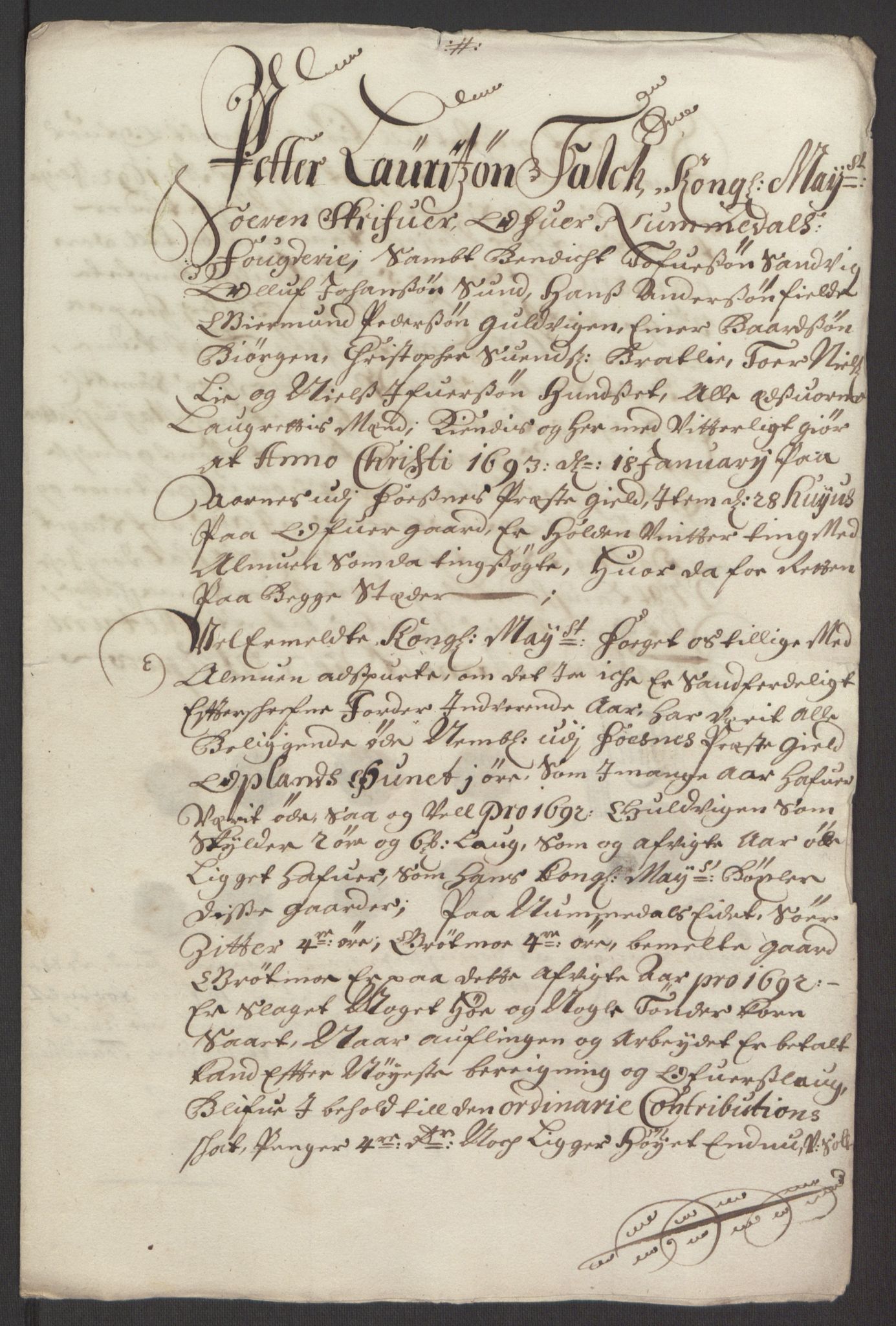 Rentekammeret inntil 1814, Reviderte regnskaper, Fogderegnskap, RA/EA-4092/R64/L4424: Fogderegnskap Namdal, 1692-1695, p. 159