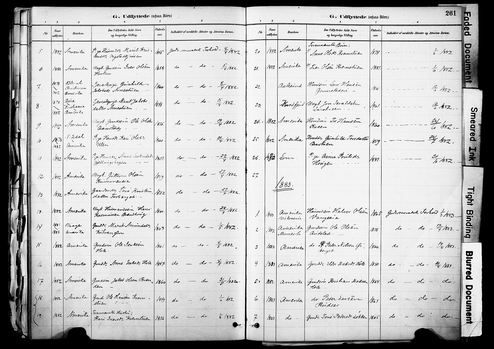 Skjåk prestekontor, SAH/PREST-072/H/Ha/Haa/L0003: Parish register (official) no. 3, 1880-1907, p. 261
