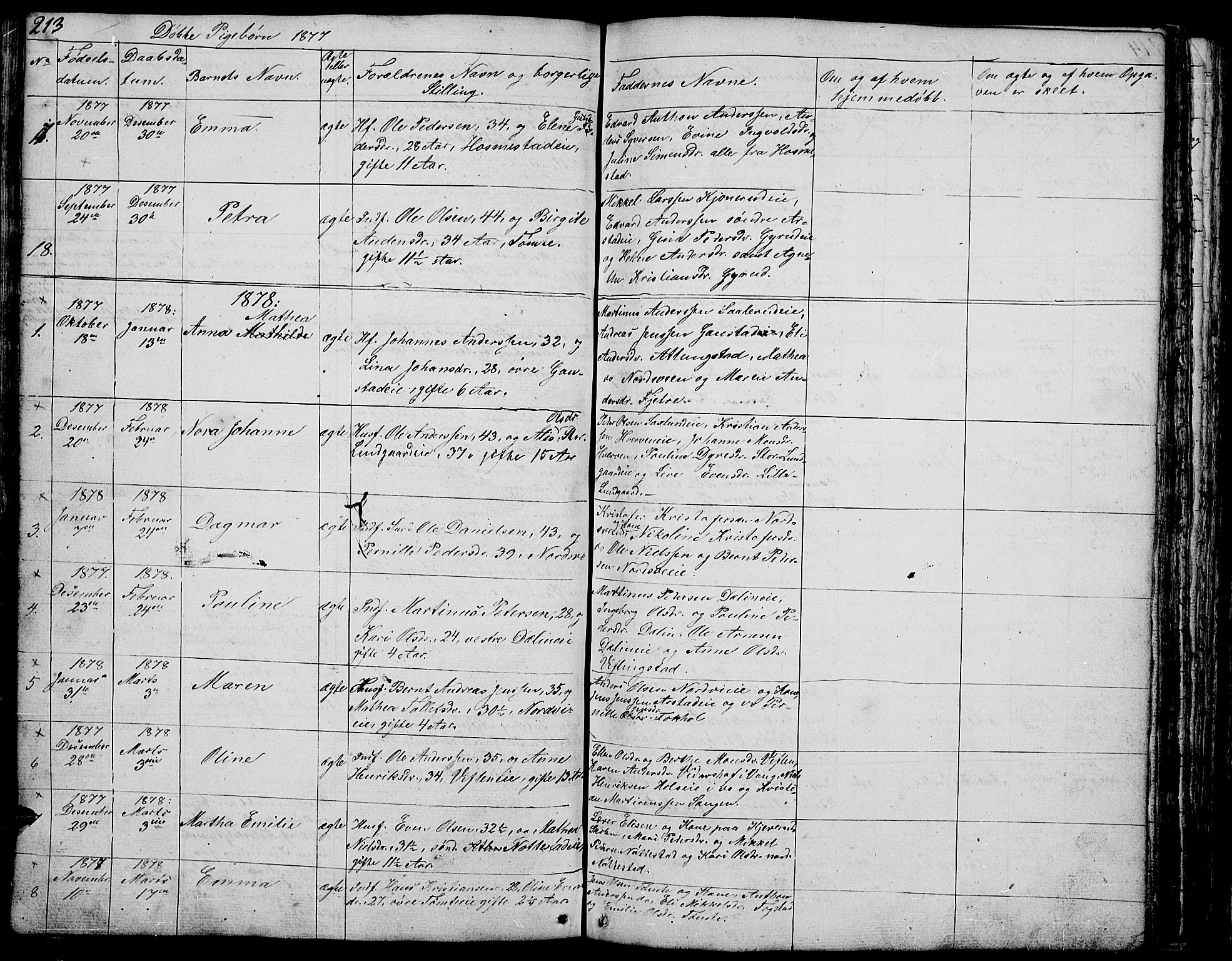 Stange prestekontor, SAH/PREST-002/L/L0002: Parish register (copy) no. 2, 1838-1879, p. 213