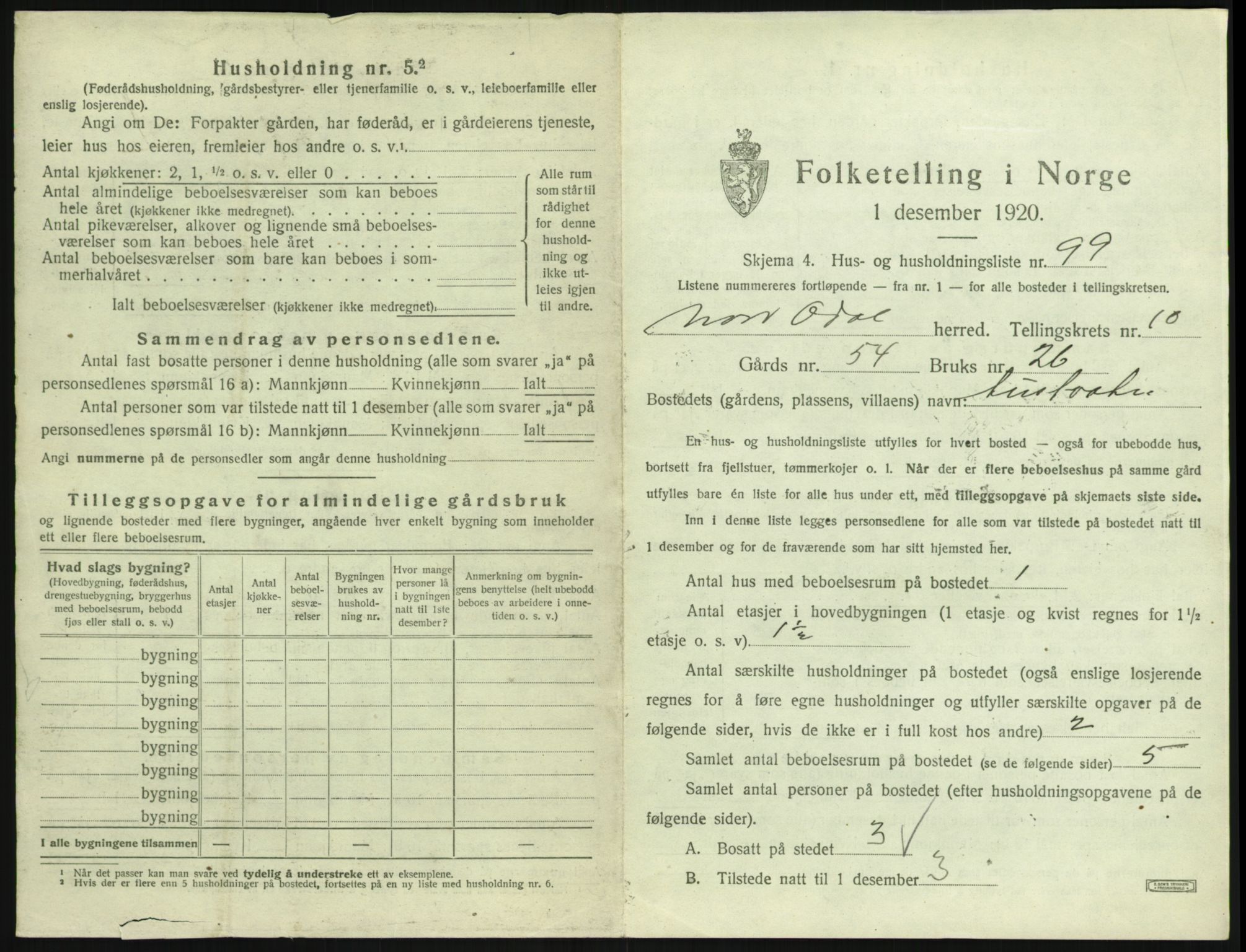 SAH, 1920 census for Nord-Odal, 1920, p. 1797