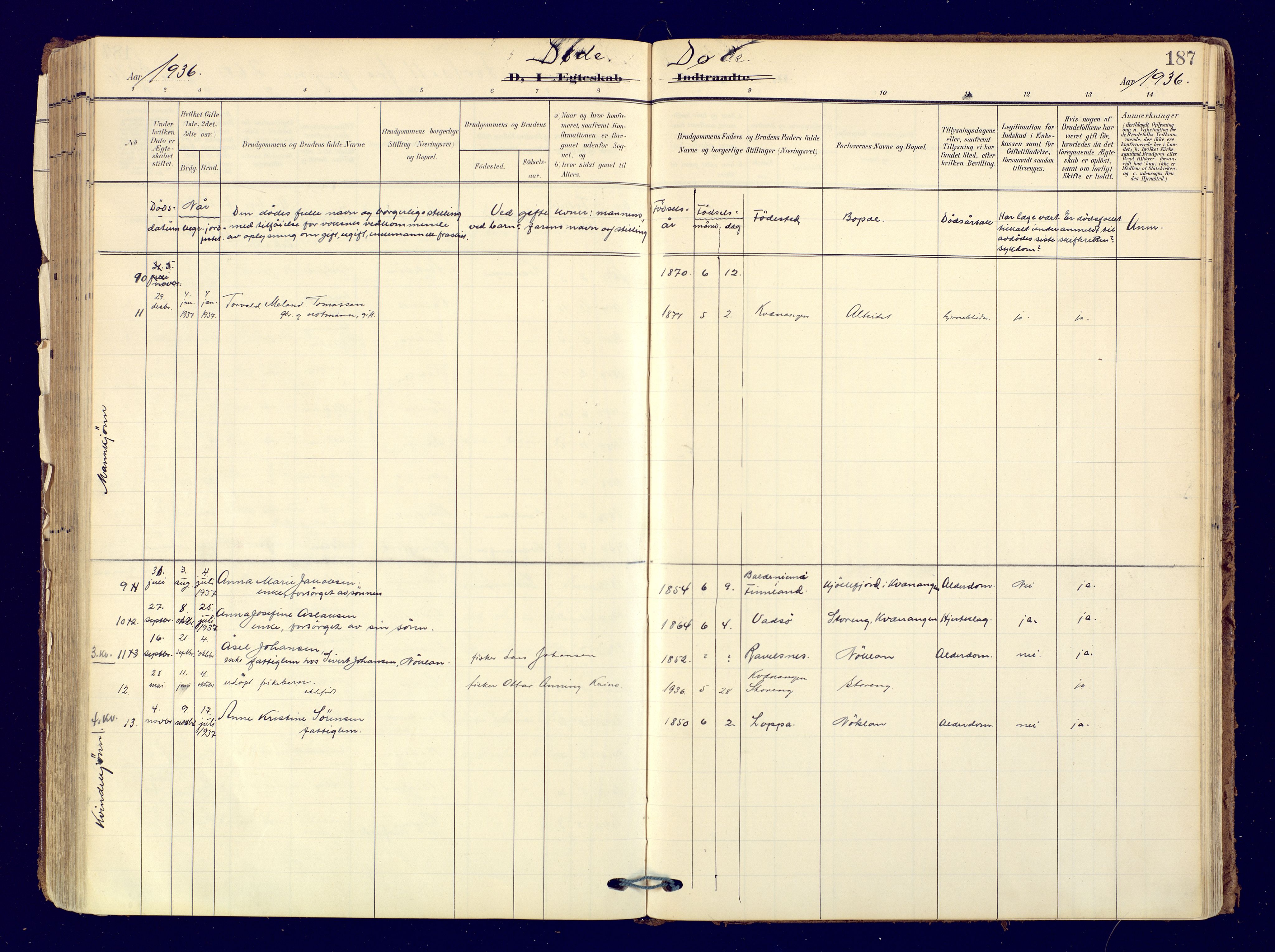 Skjervøy sokneprestkontor, AV/SATØ-S-1300/H/Ha/Haa: Parish register (official) no. 19, 1908-1936, p. 187