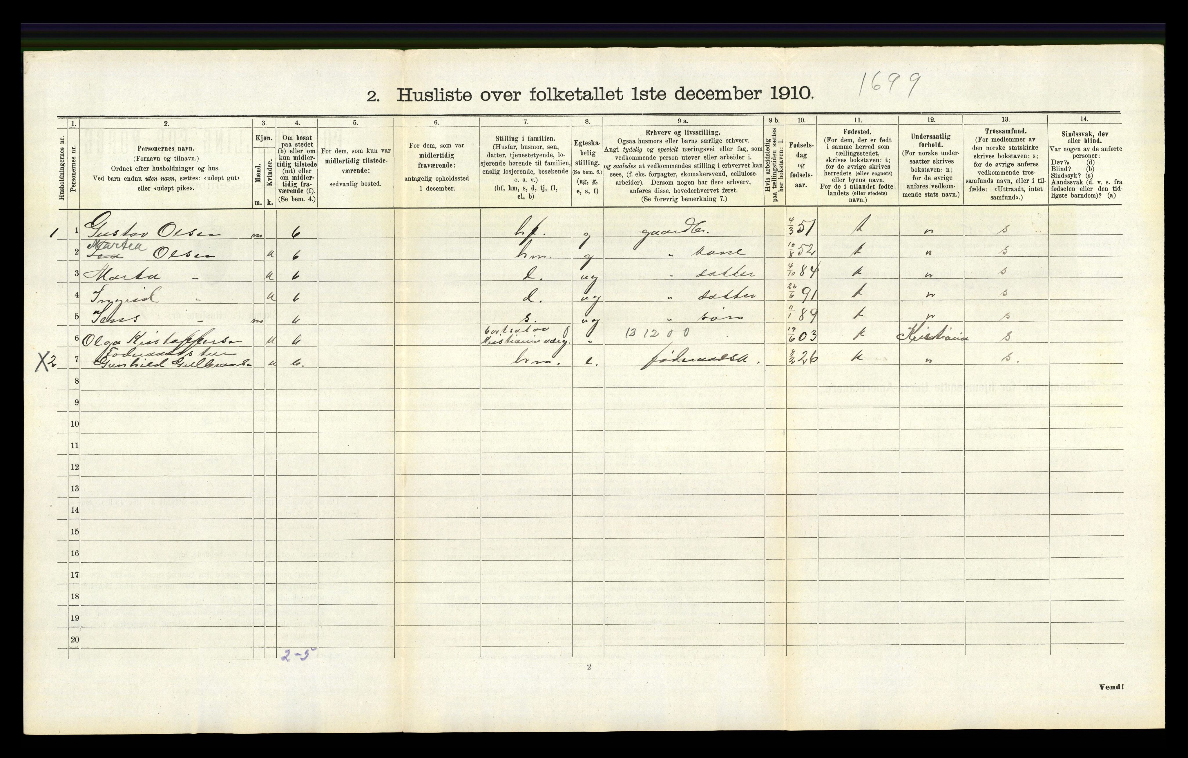 RA, 1910 census for Brunlanes, 1910, p. 1206