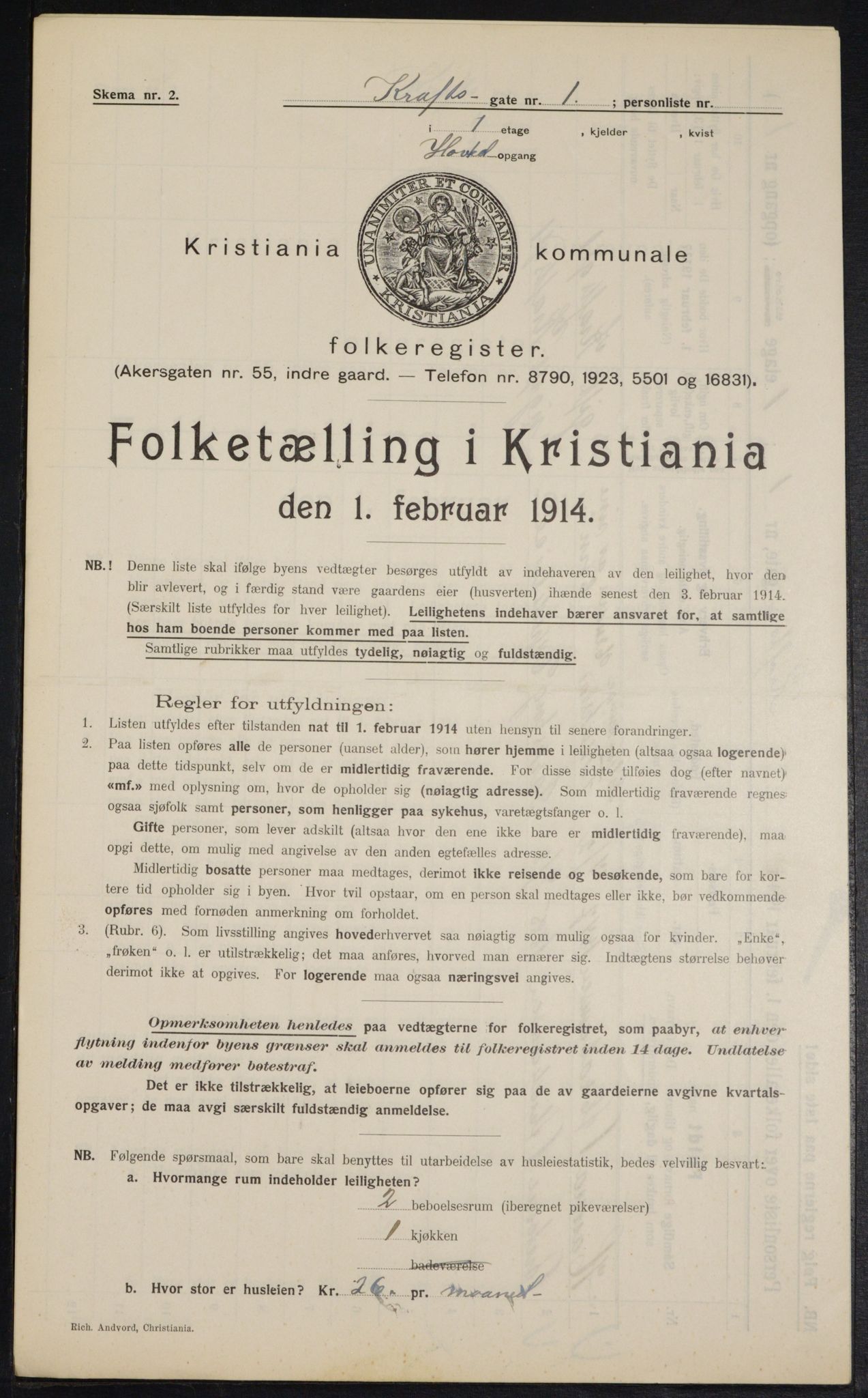 OBA, Municipal Census 1914 for Kristiania, 1914, p. 53854