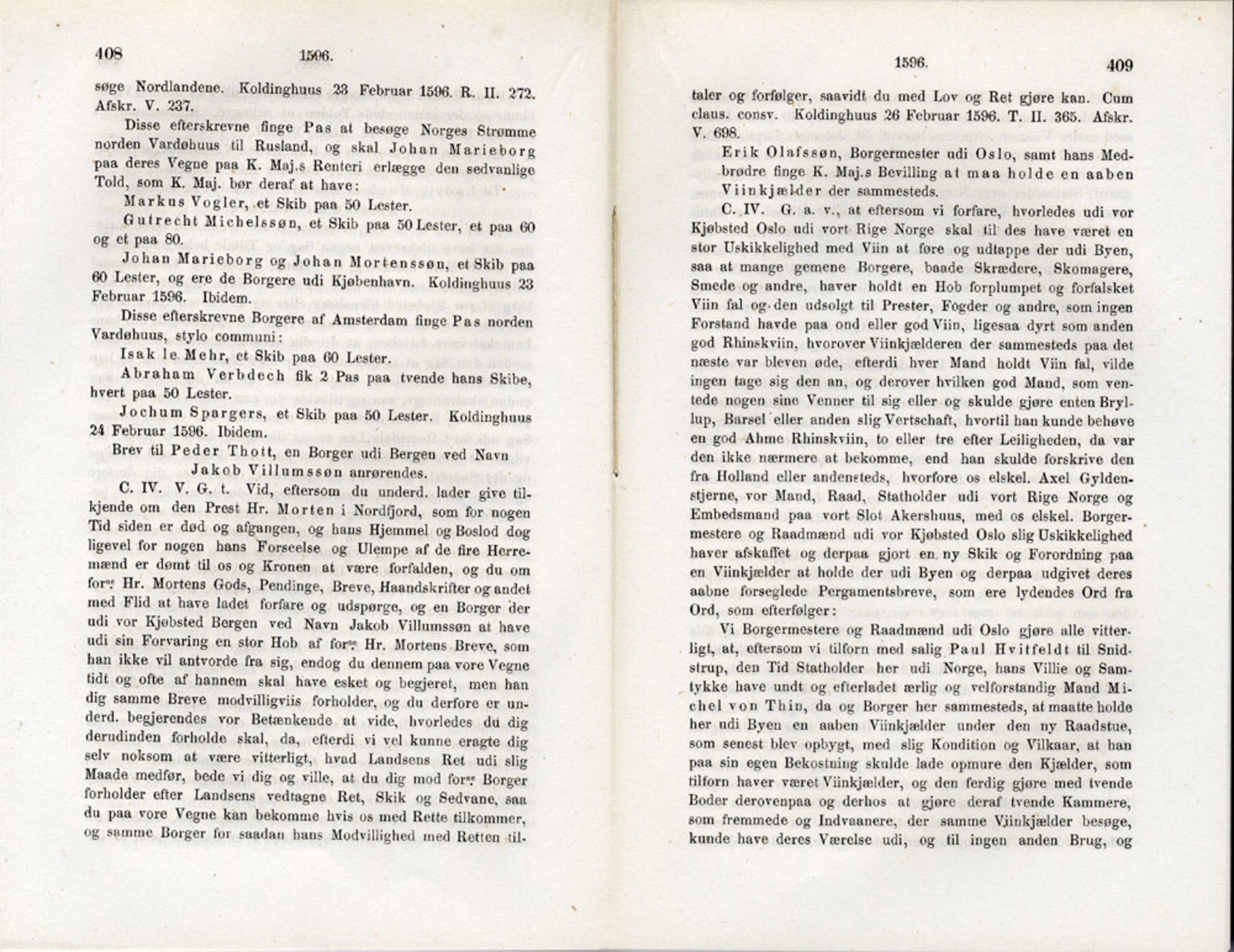 Publikasjoner utgitt av Det Norske Historiske Kildeskriftfond, PUBL/-/-/-: Norske Rigs-Registranter, bind 3, 1588-1602, p. 408-409