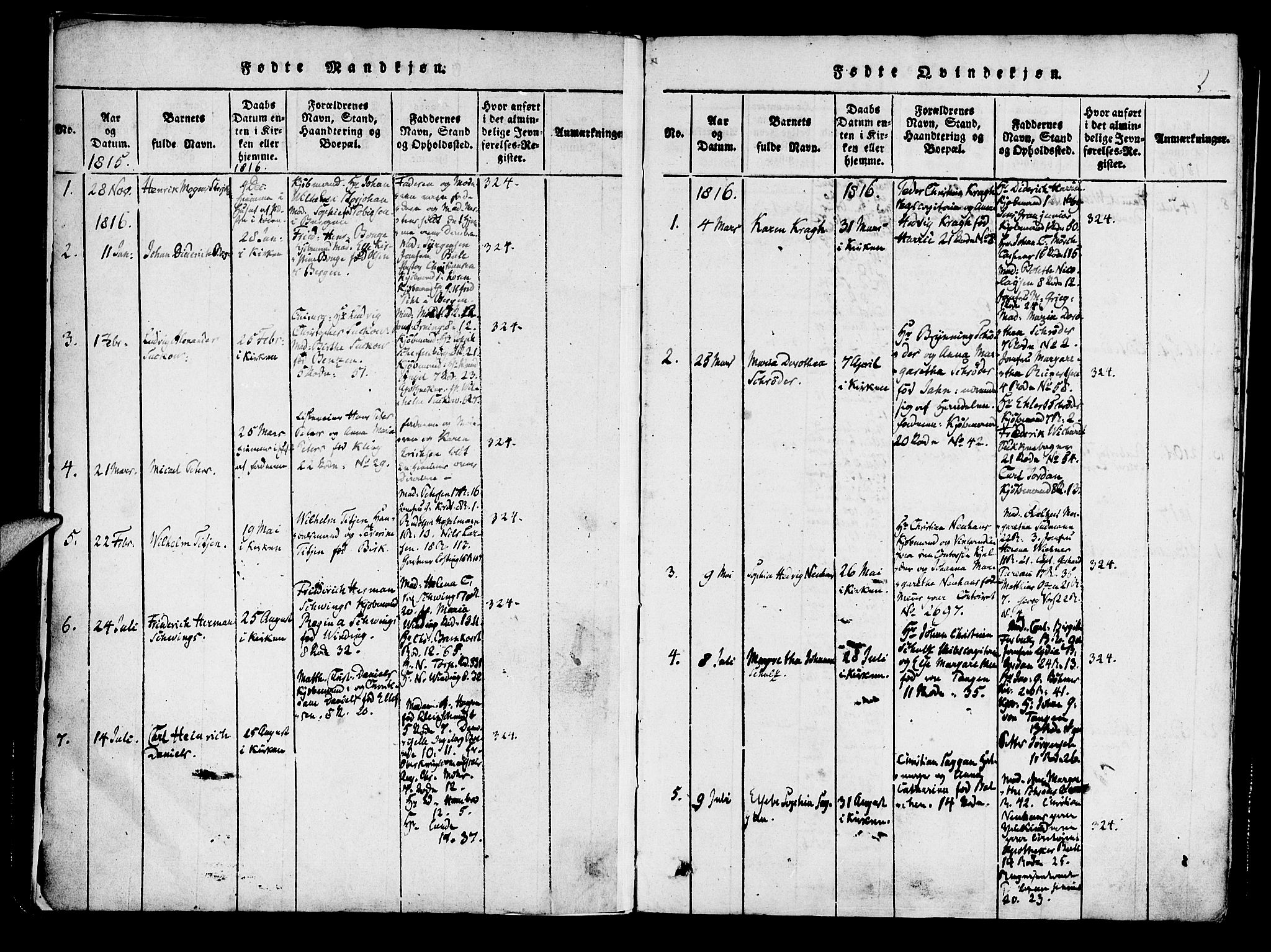 Mariakirken Sokneprestembete, SAB/A-76901/H/Haa/L0005: Parish register (official) no. A 5, 1815-1845, p. 2