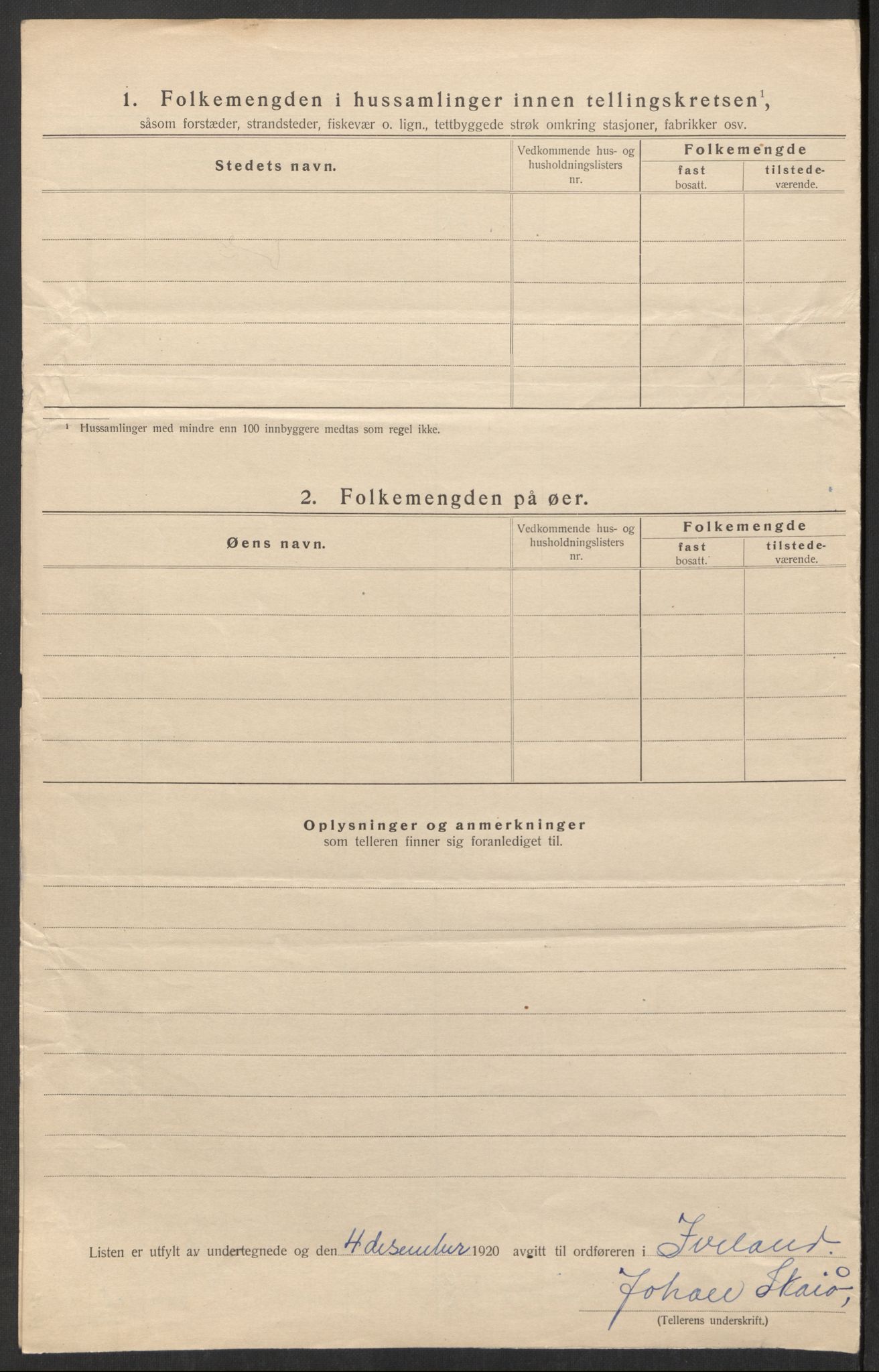 SAK, 1920 census for Iveland, 1920, p. 17