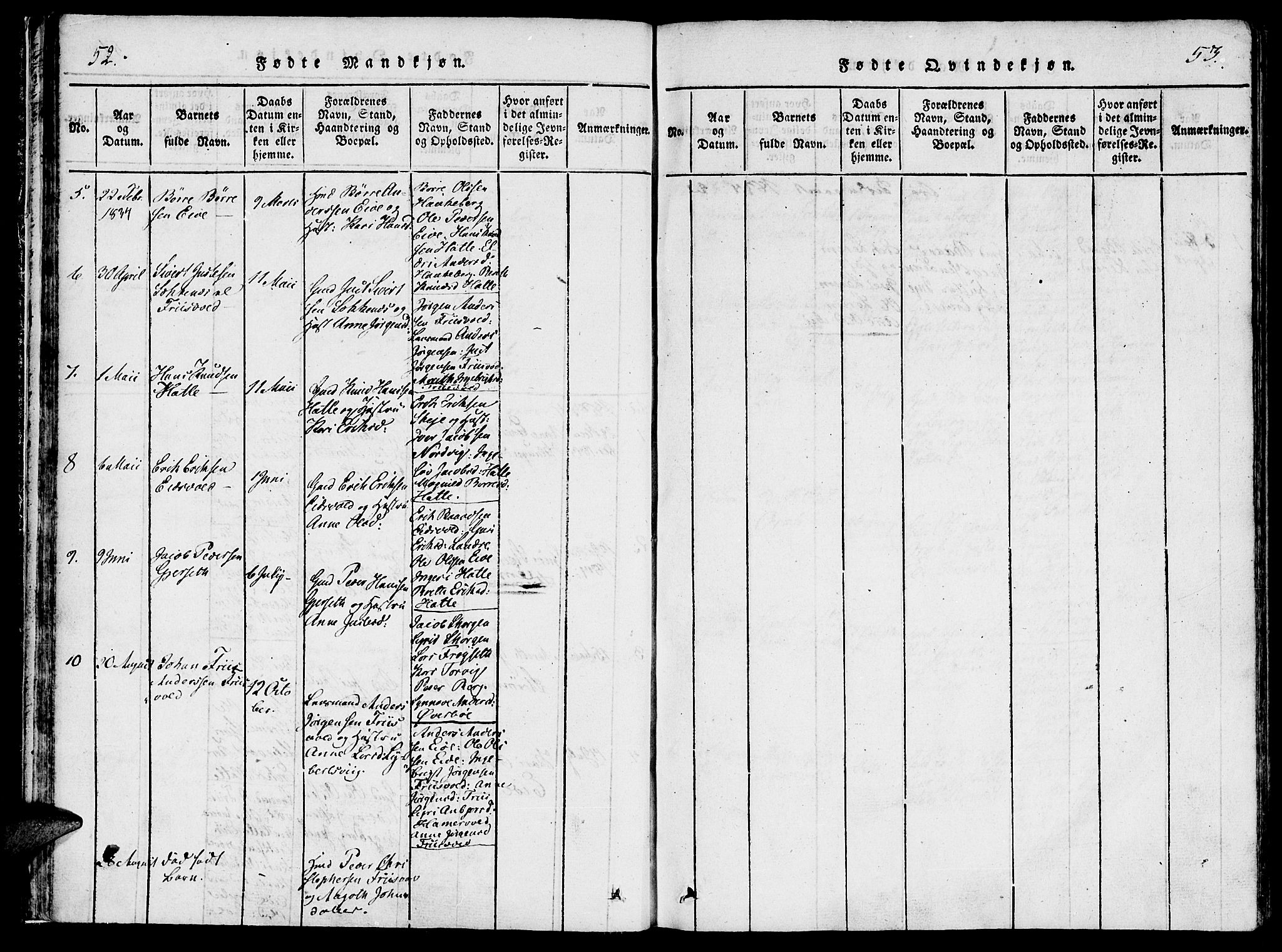 Ministerialprotokoller, klokkerbøker og fødselsregistre - Møre og Romsdal, SAT/A-1454/542/L0551: Parish register (official) no. 542A01, 1818-1853, p. 52-53