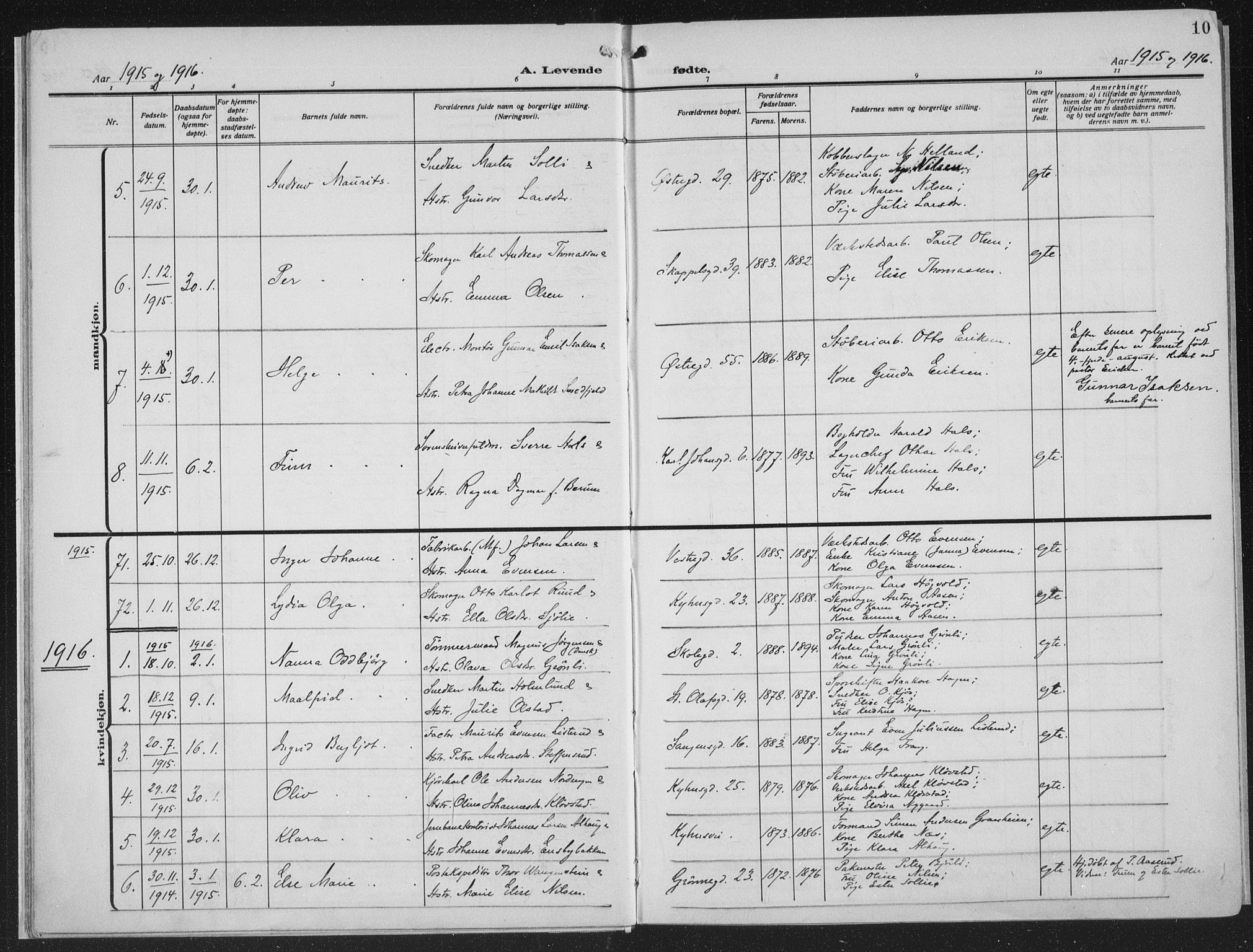Hamar prestekontor, AV/SAH-DOMPH-002/H/Ha/Haa/L0002: Parish register (official) no. 2, 1915-1936, p. 10