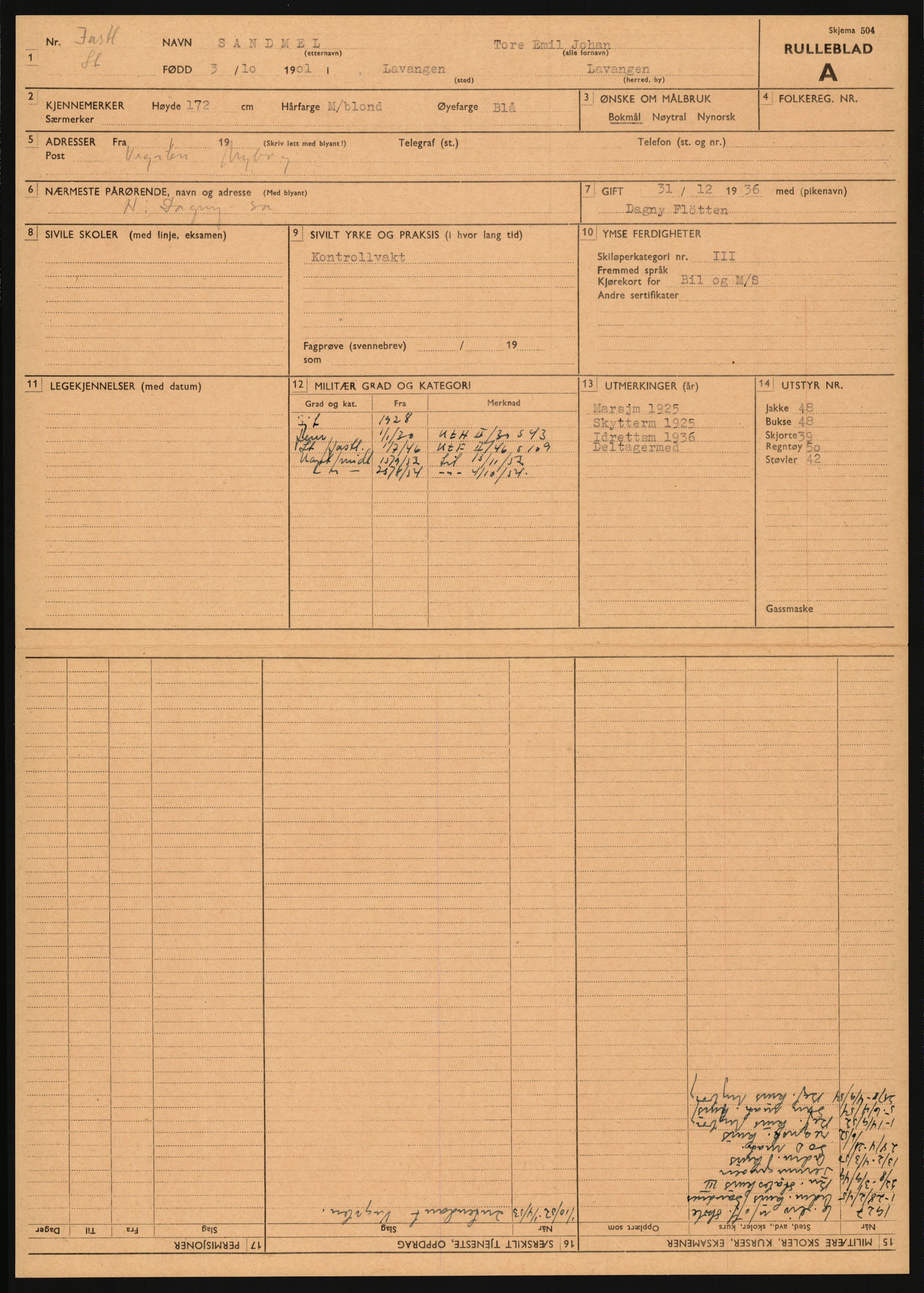 Forsvaret, Varanger bataljon, AV/RA-RAFA-2258/1/D/L0455: Rulleblad og tjenesteuttalelser for befal født 1894-1896, 1901-1909 og 1911-1915, 1894-1915, p. 22