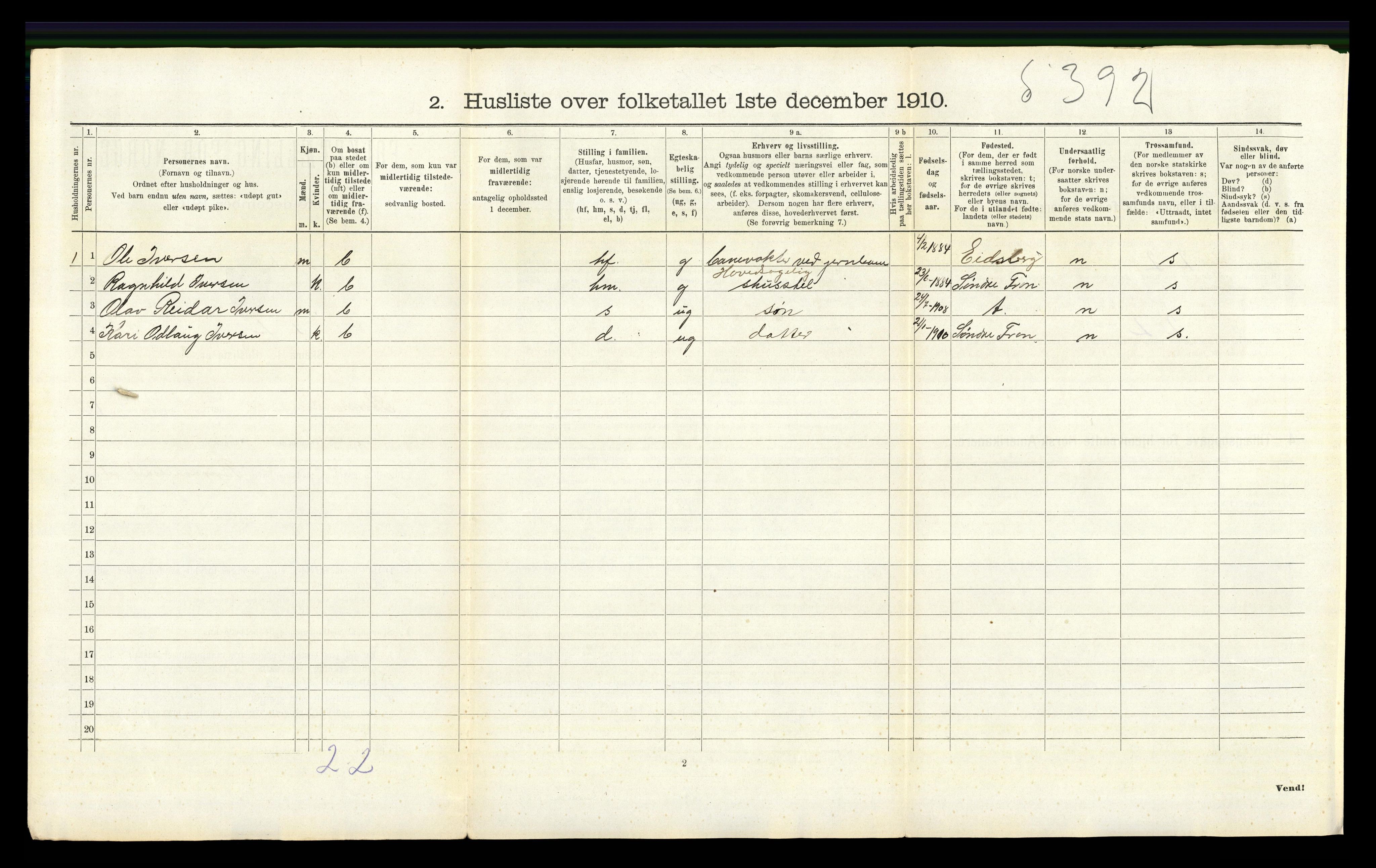 RA, 1910 census for Stor-Elvdal, 1910, p. 1132