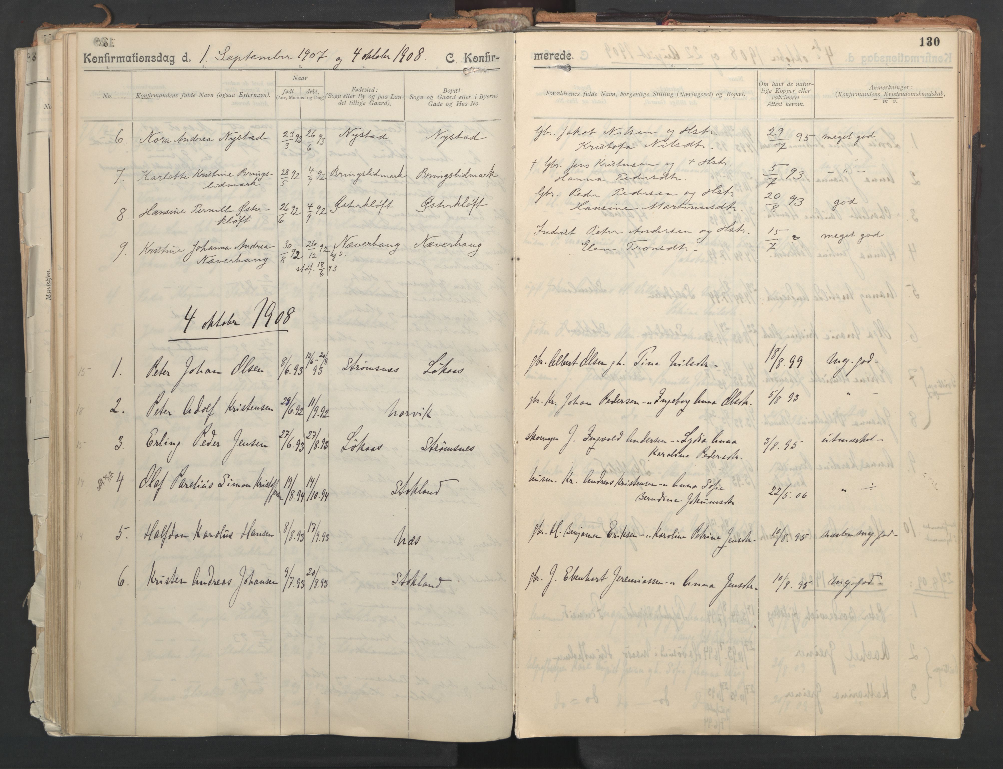 Ministerialprotokoller, klokkerbøker og fødselsregistre - Nordland, AV/SAT-A-1459/851/L0724: Parish register (official) no. 851A01, 1901-1922, p. 130