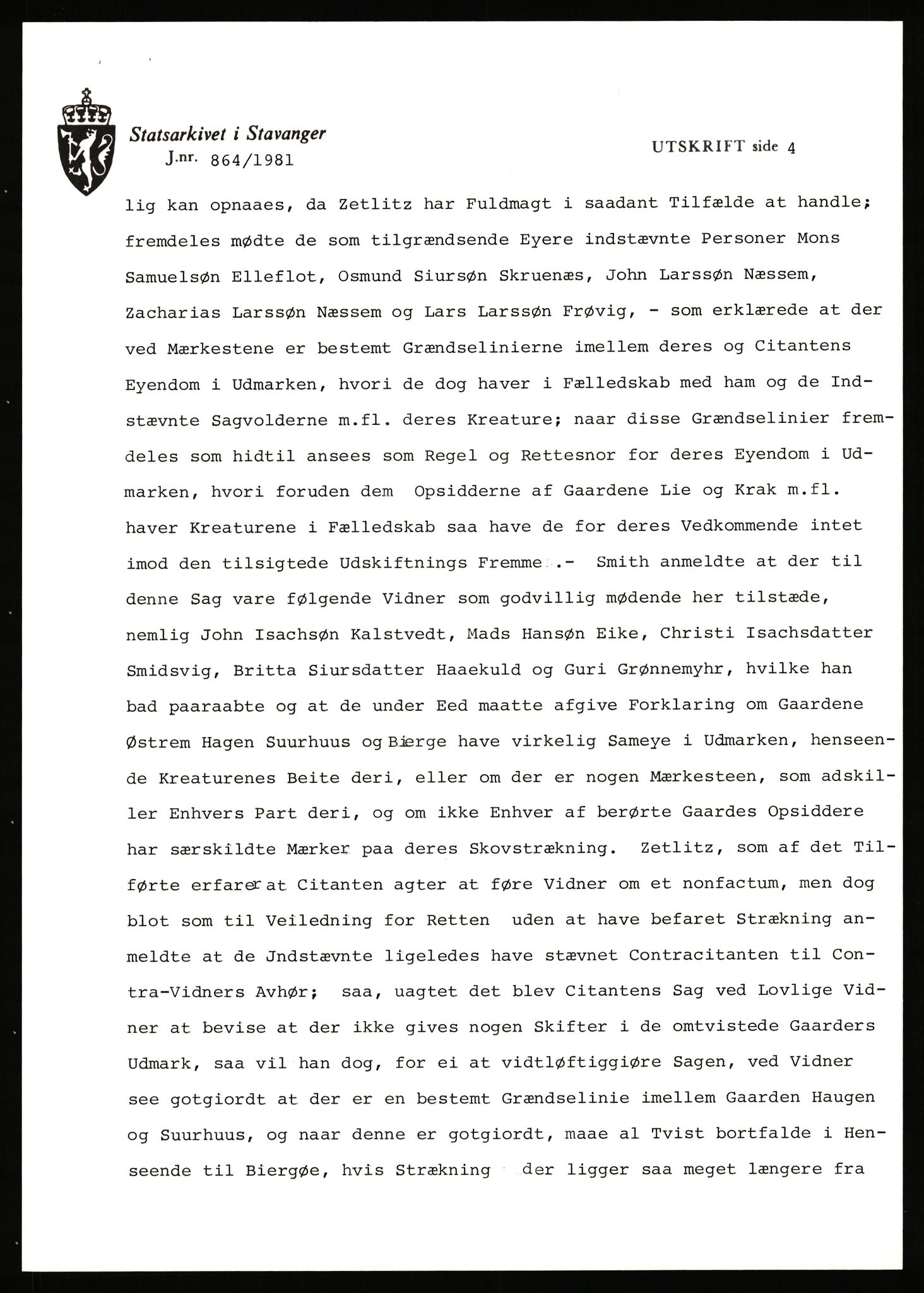 Statsarkivet i Stavanger, AV/SAST-A-101971/03/Y/Yj/L0005: Avskrifter sortert etter gårdsnavn: Austreim - Avinskei, 1750-1930, p. 144