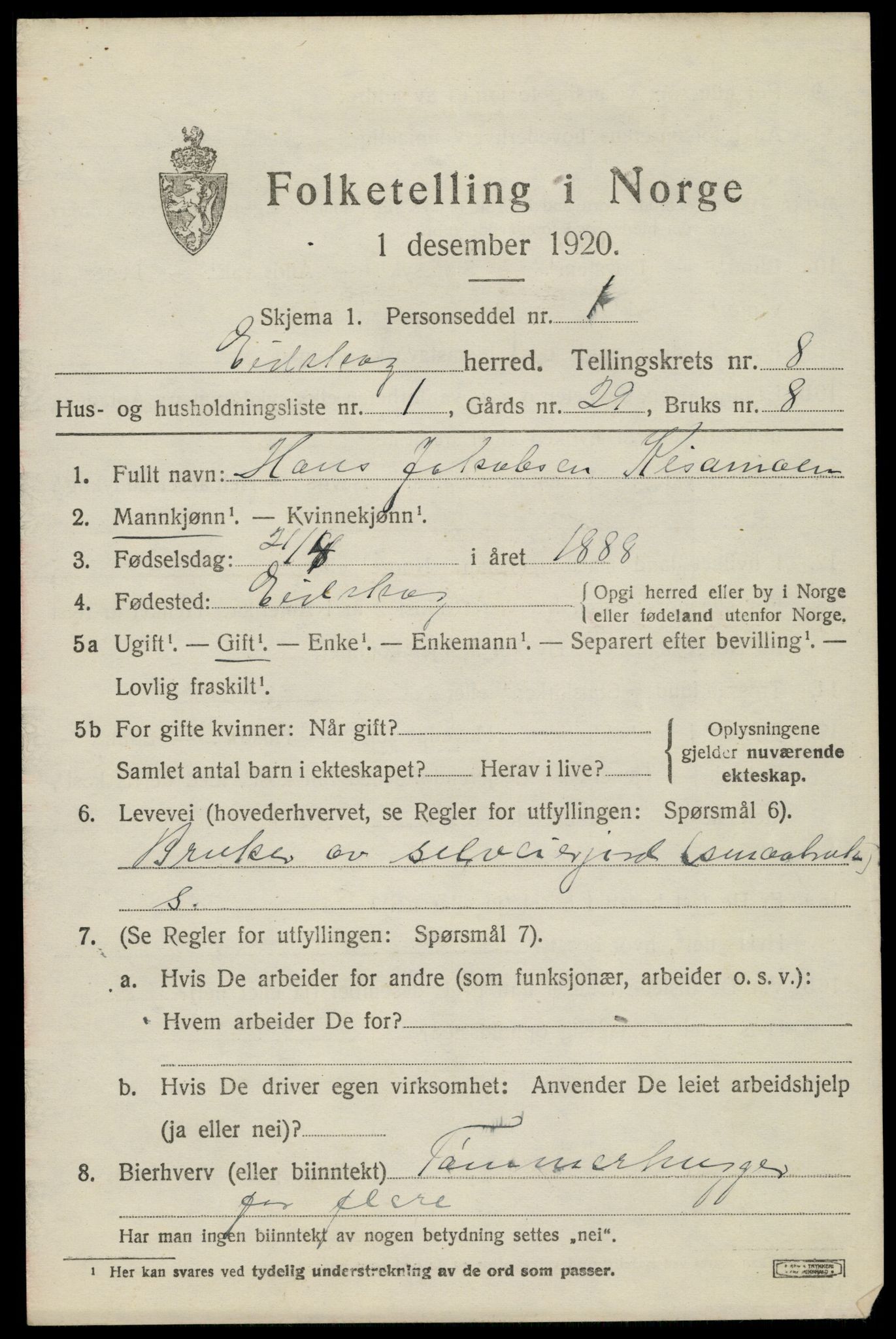 SAH, 1920 census for Eidskog, 1920, p. 8805