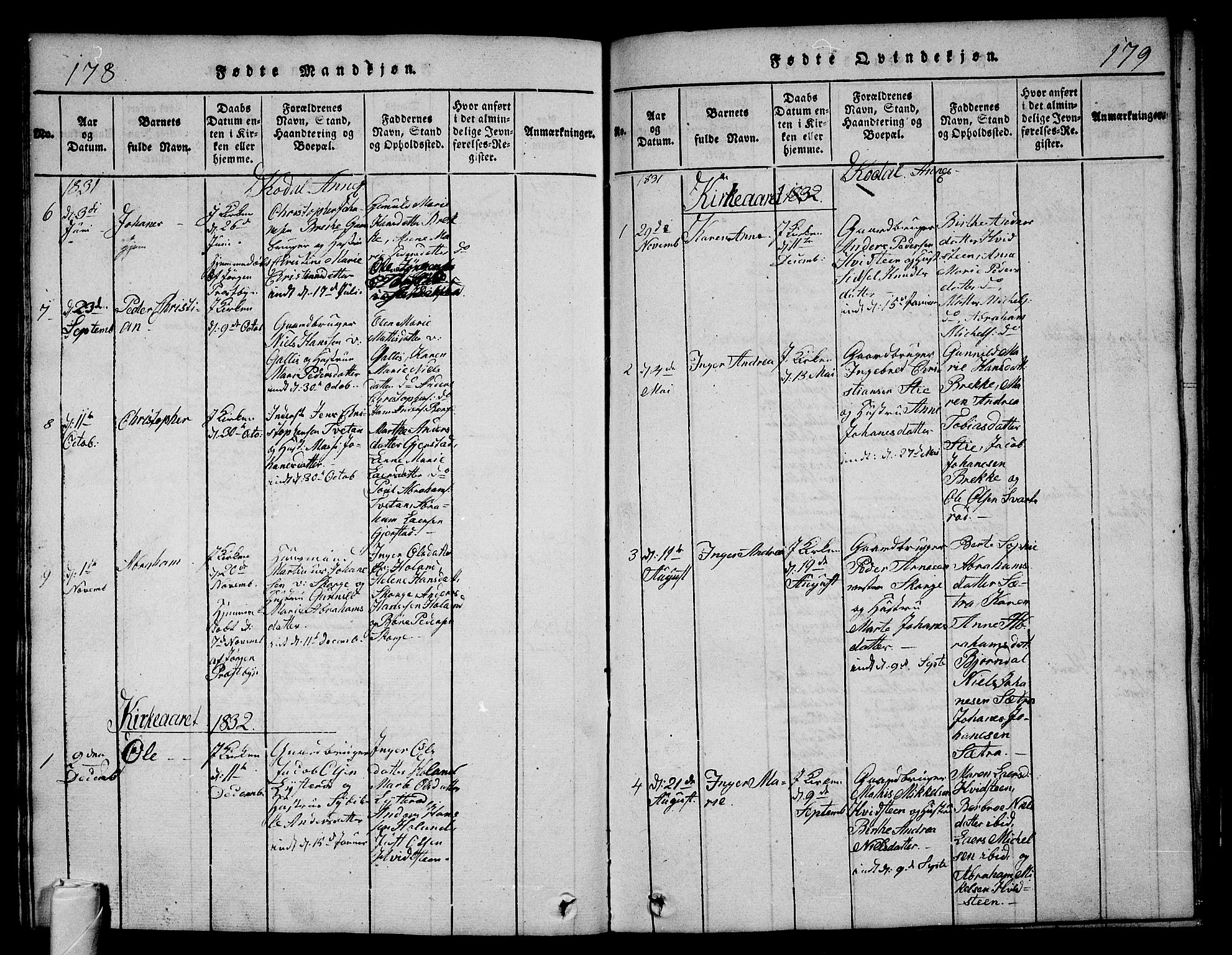 Andebu kirkebøker, AV/SAKO-A-336/G/Ga/L0002: Parish register (copy) no. I 2 /3, 1823-1832, p. 178-179