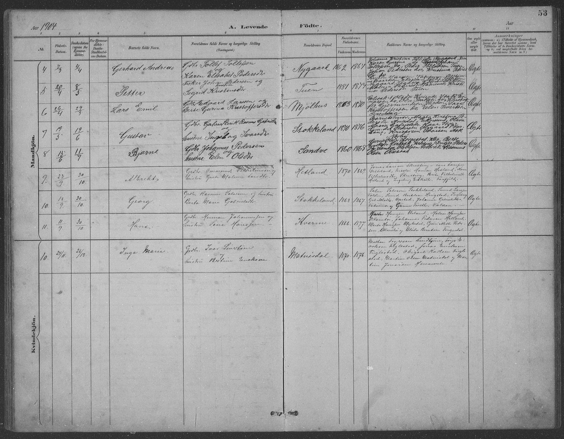 Eigersund sokneprestkontor, AV/SAST-A-101807/S09: Parish register (copy) no. B 21, 1890-1915, p. 53