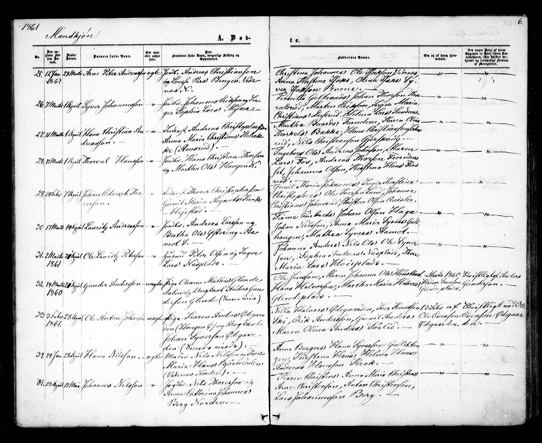 Skiptvet prestekontor Kirkebøker, SAO/A-20009/F/Fa/L0007: Parish register (official) no. 7, 1861-1866, p. 6