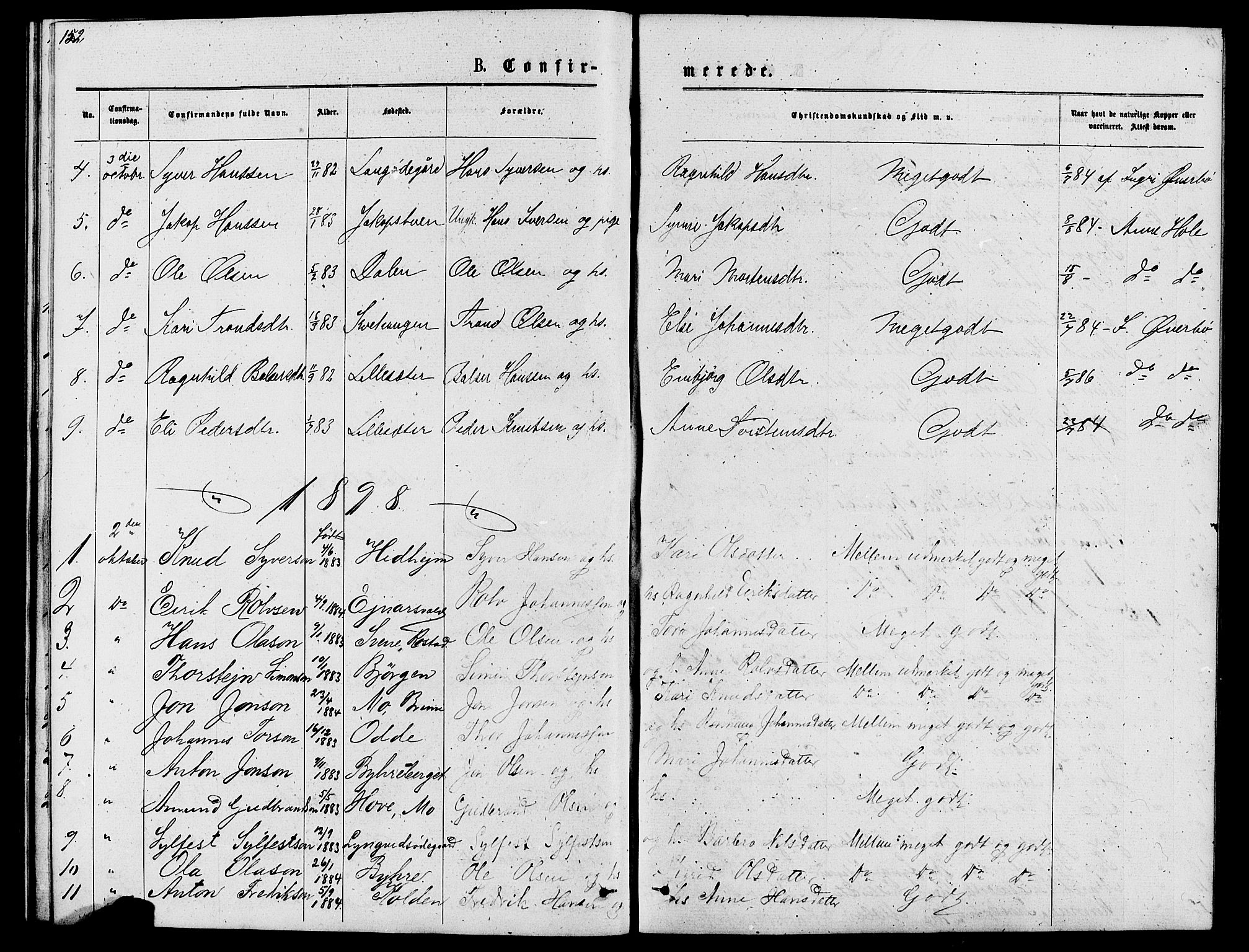 Lom prestekontor, SAH/PREST-070/L/L0005: Parish register (copy) no. 5, 1876-1901, p. 152-153
