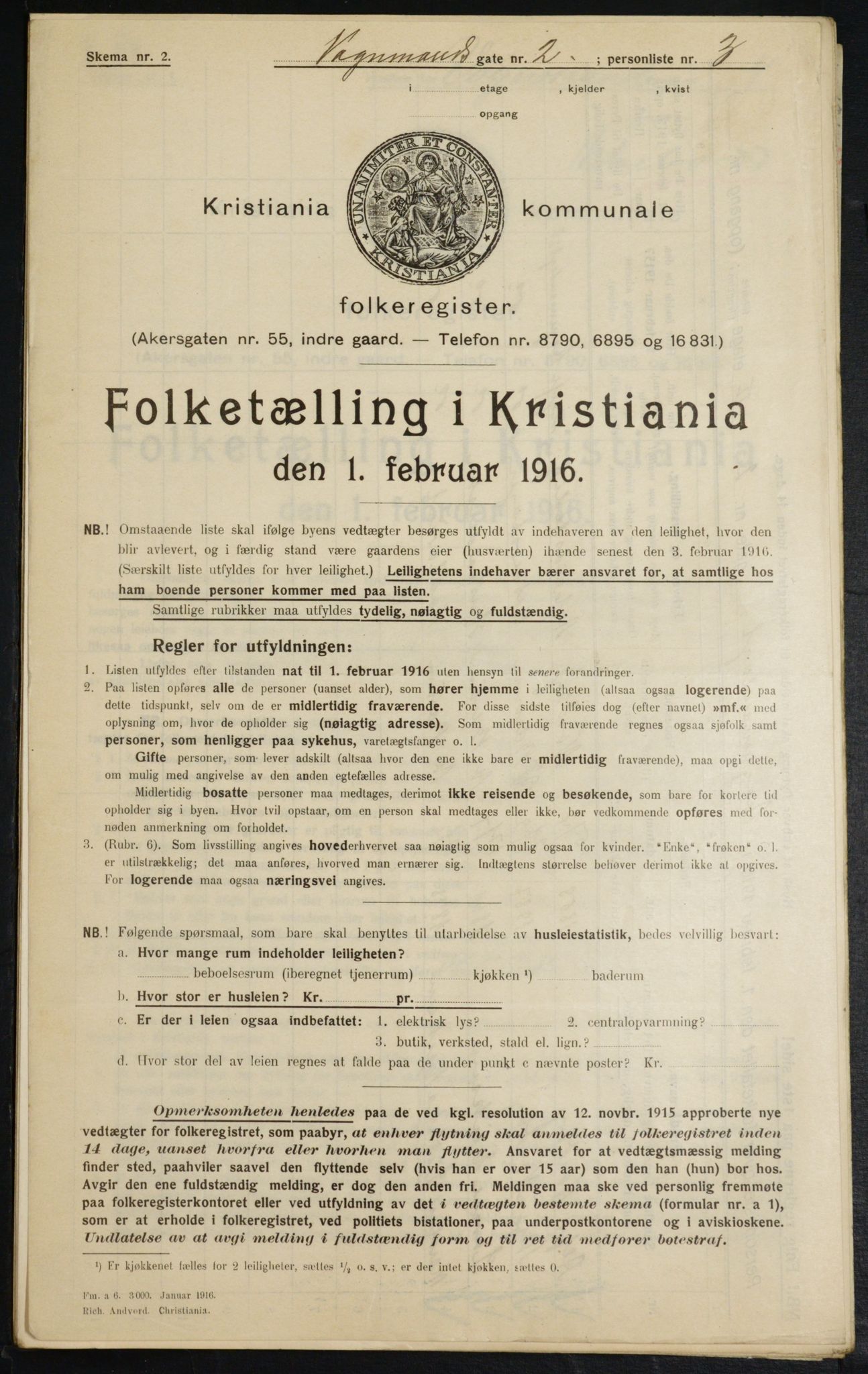 OBA, Municipal Census 1916 for Kristiania, 1916, p. 127812