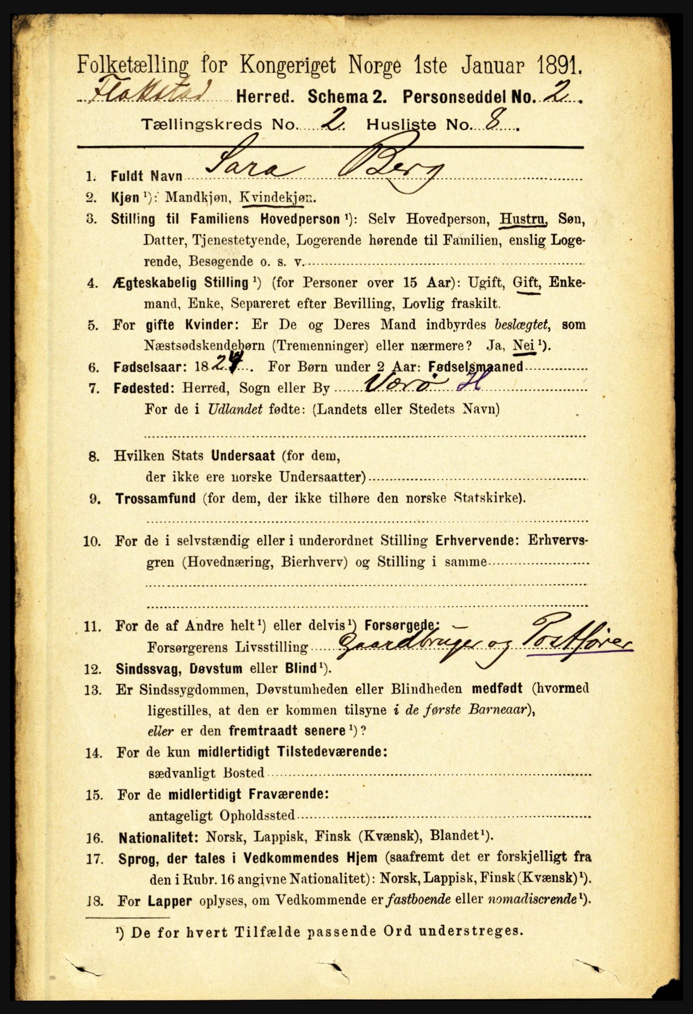 RA, 1891 census for 1859 Flakstad, 1891, p. 675