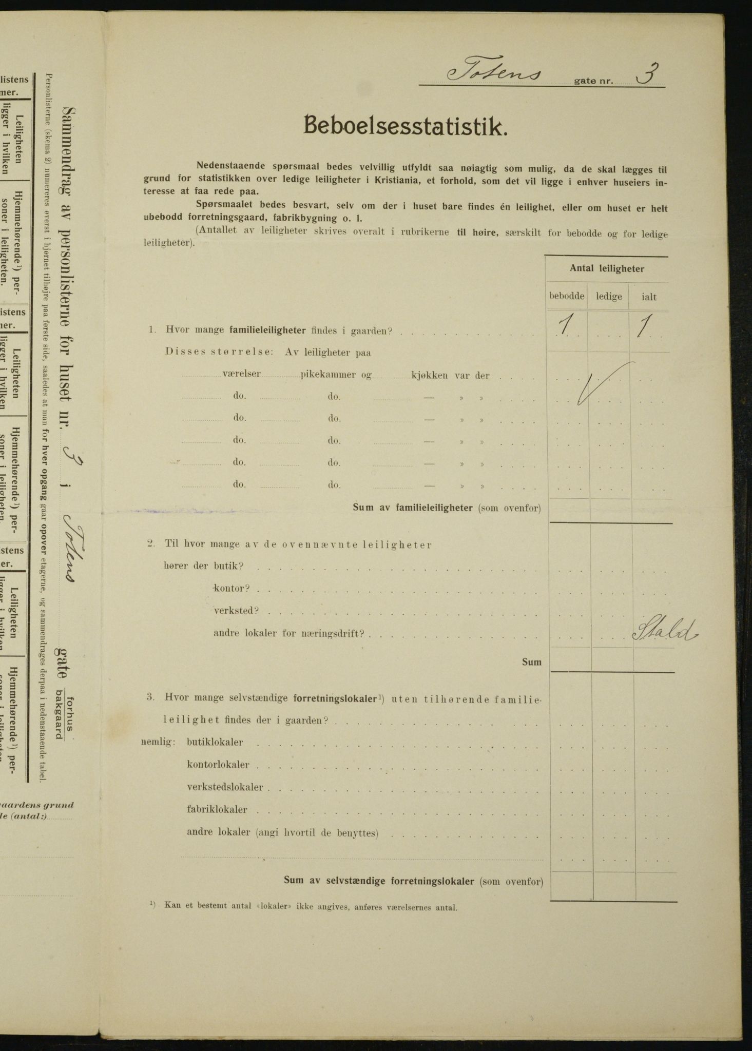 OBA, Municipal Census 1910 for Kristiania, 1910, p. 109540