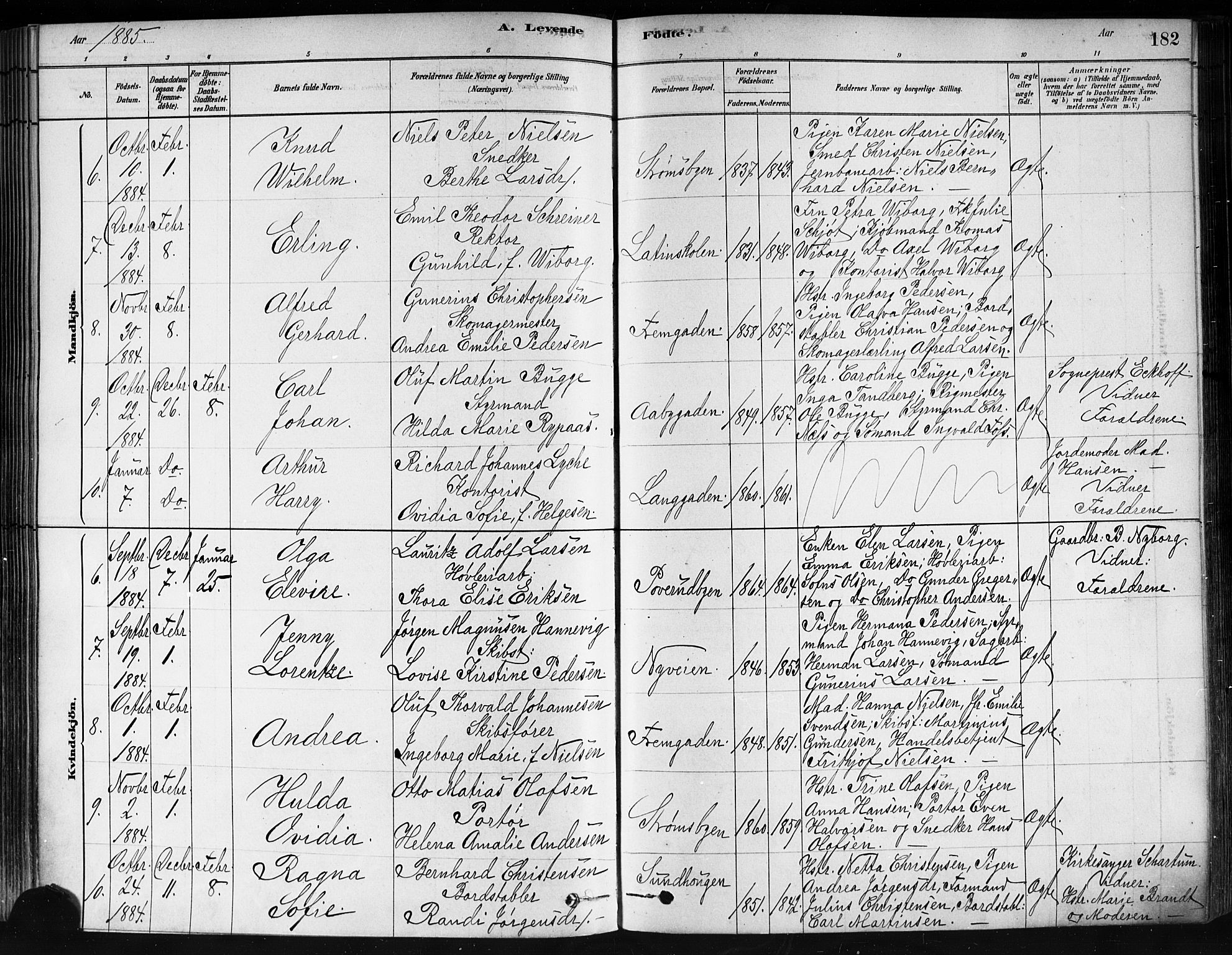 Strømsø kirkebøker, AV/SAKO-A-246/F/Fa/L0021: Parish register (official) no. I 21, 1878-1885, p. 182