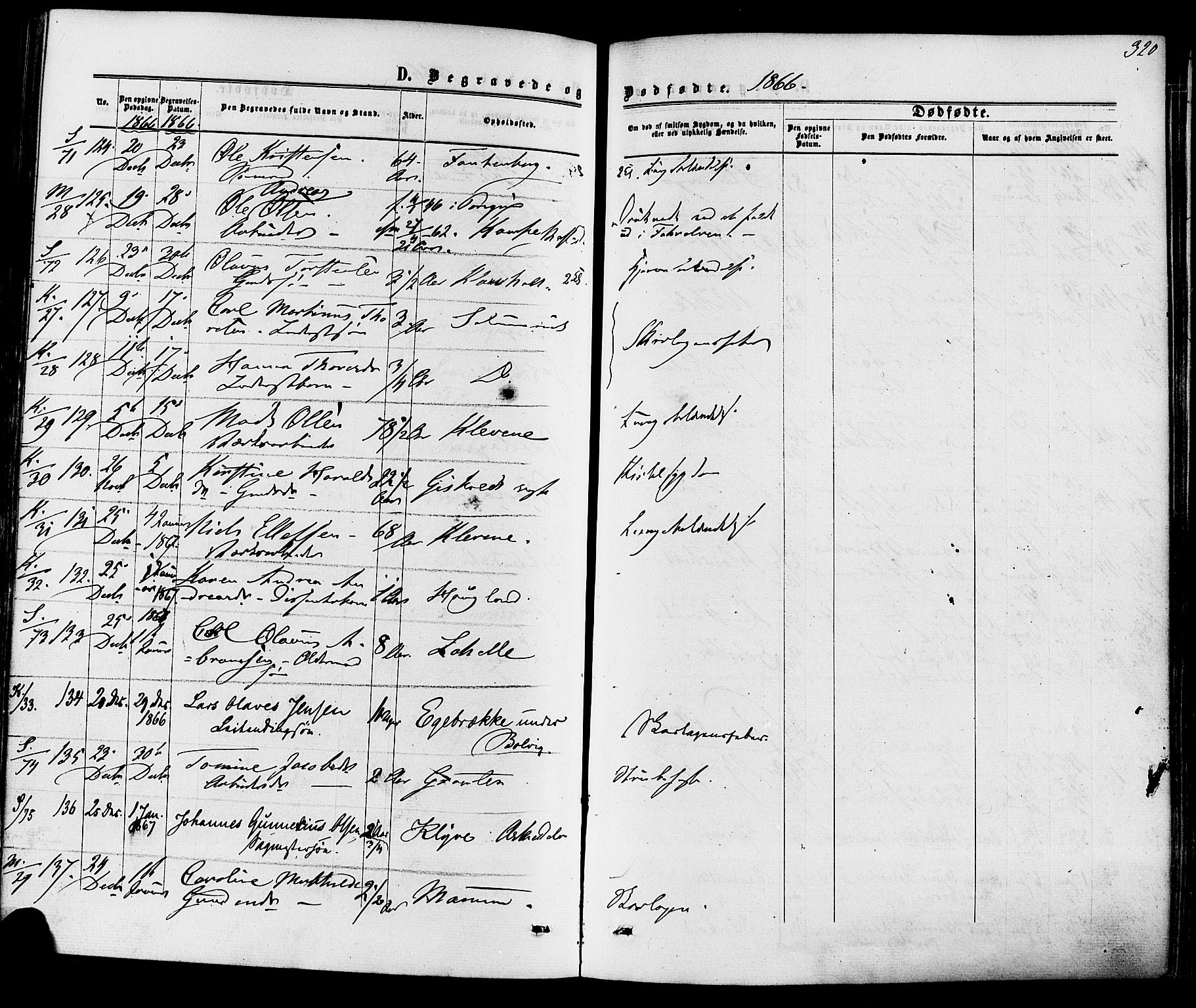 Solum kirkebøker, SAKO/A-306/F/Fa/L0008: Parish register (official) no. I 8, 1865-1876, p. 320