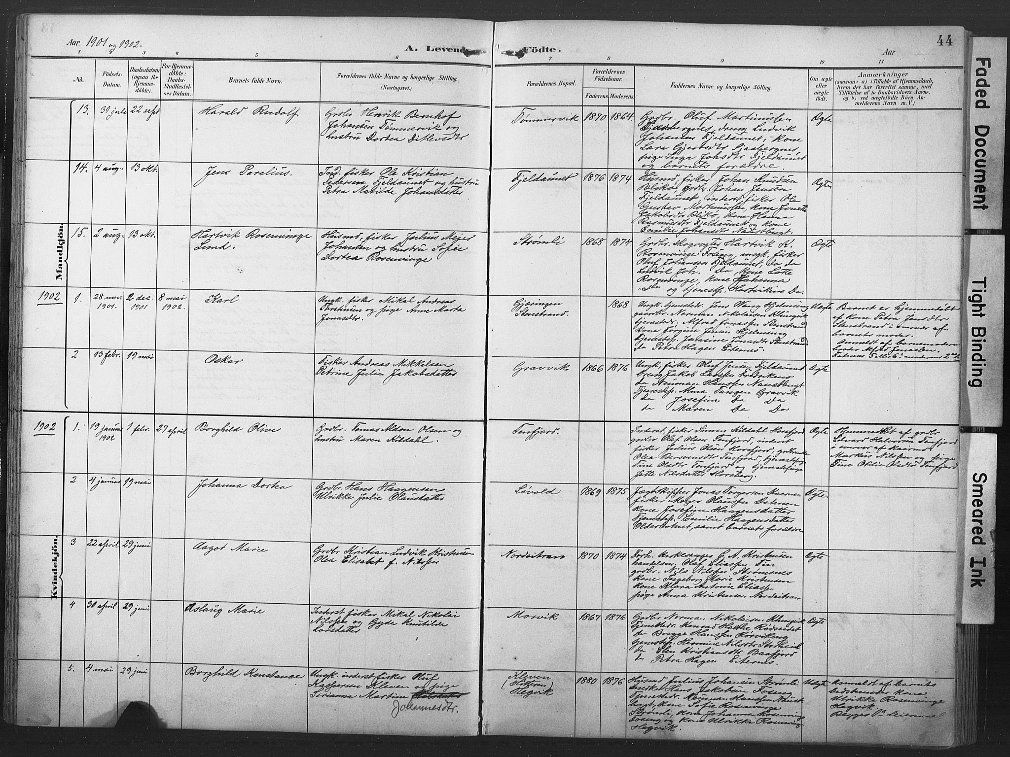 Ministerialprotokoller, klokkerbøker og fødselsregistre - Nord-Trøndelag, AV/SAT-A-1458/789/L0706: Parish register (copy) no. 789C01, 1888-1931, p. 44