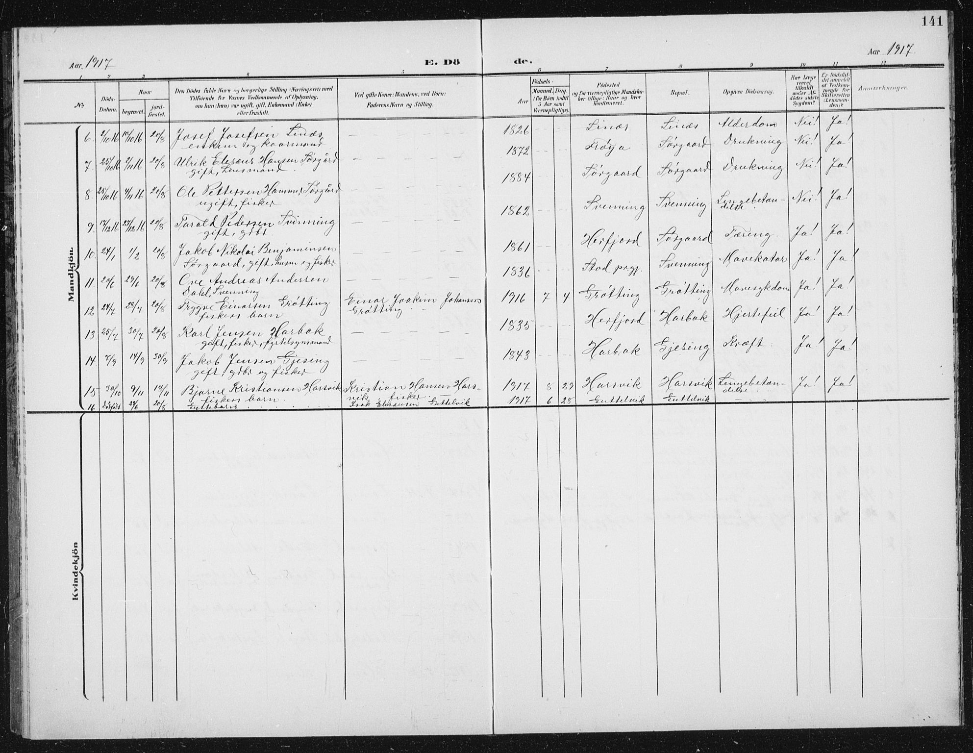 Ministerialprotokoller, klokkerbøker og fødselsregistre - Sør-Trøndelag, SAT/A-1456/656/L0699: Parish register (copy) no. 656C05, 1905-1920, p. 141