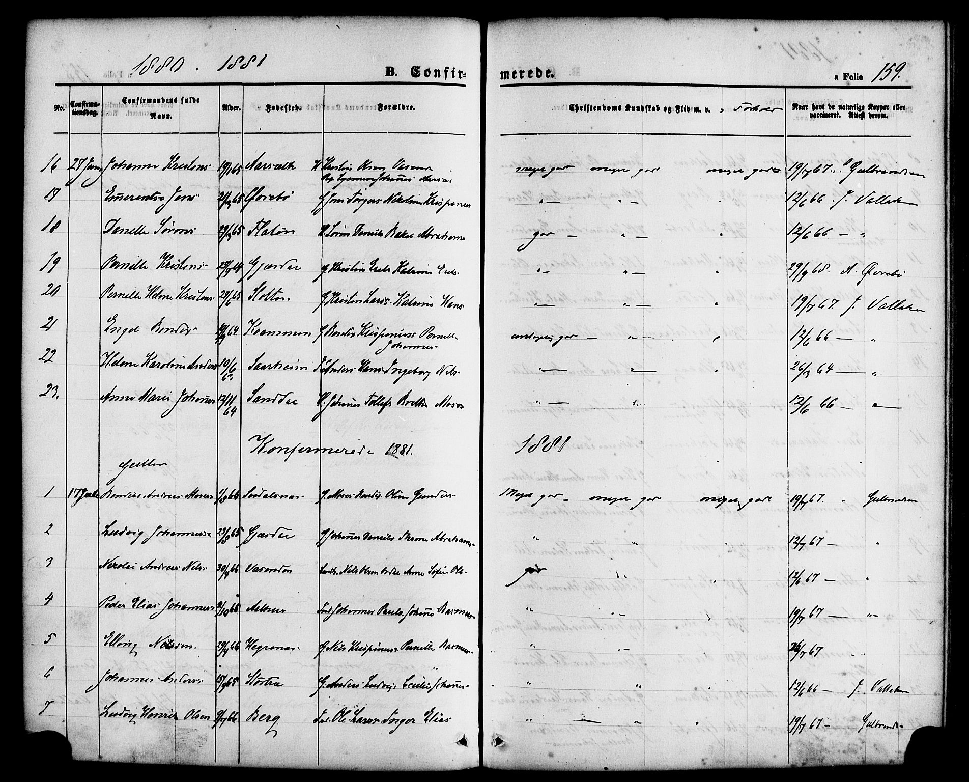 Jølster sokneprestembete, SAB/A-80701/H/Haa/Haaa/L0011: Parish register (official) no. A 11, 1866-1881, p. 159