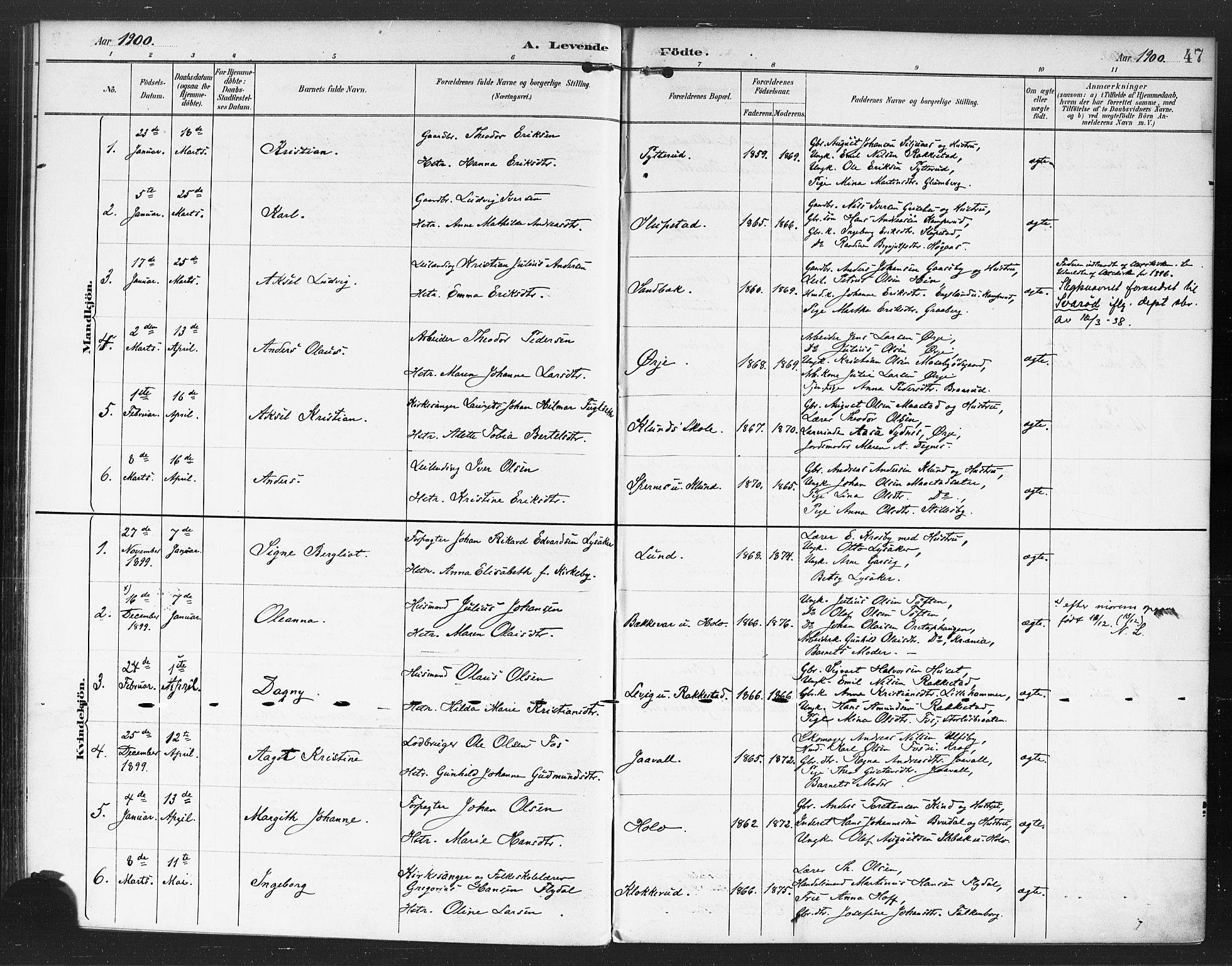 Rødenes prestekontor Kirkebøker, SAO/A-2005/F/Fa/L0010: Parish register (official) no. I 10, 1890-1900, p. 47