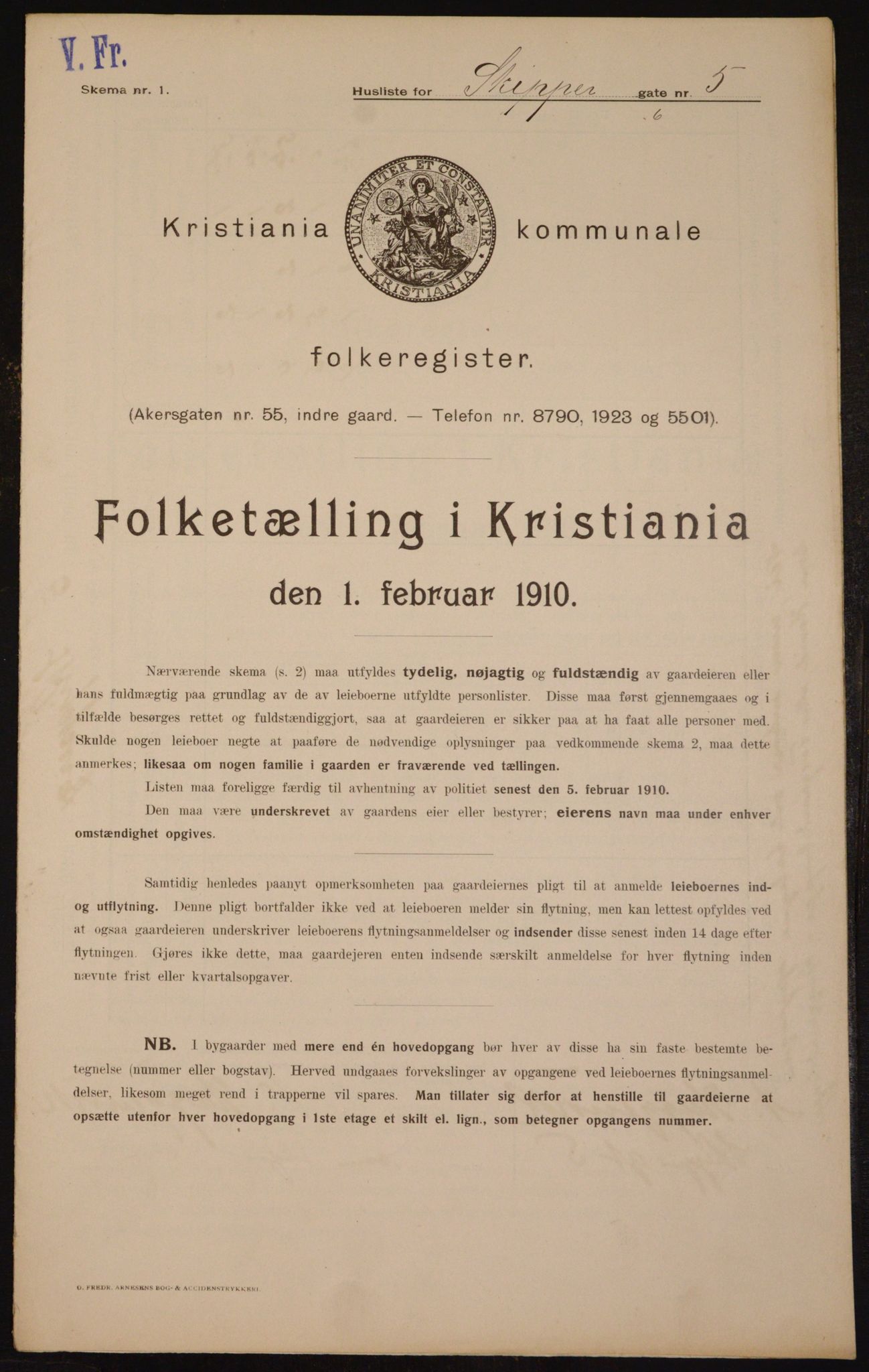 OBA, Municipal Census 1910 for Kristiania, 1910, p. 91053